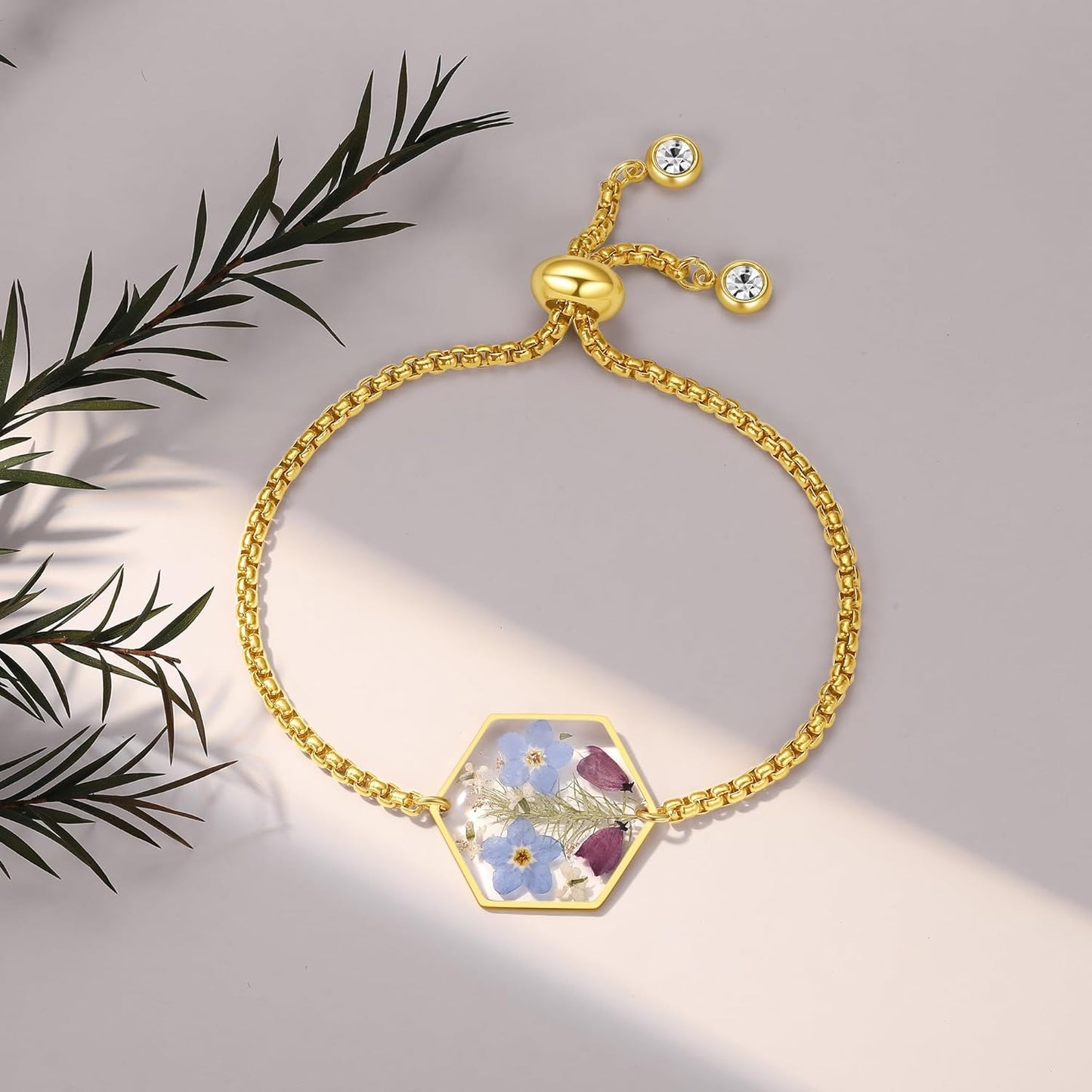 Pressed Wildflower Bracelet | Pressed Flower Bracelet | Gold/Silver Pressed Flower Jewelry | Personalized Handmade Jewelry
