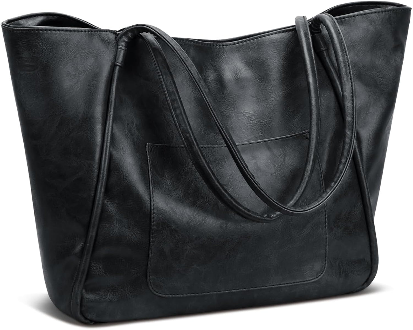 Large Tote Bag for Women with Zipper Work Leather Travel Purse and Handbags