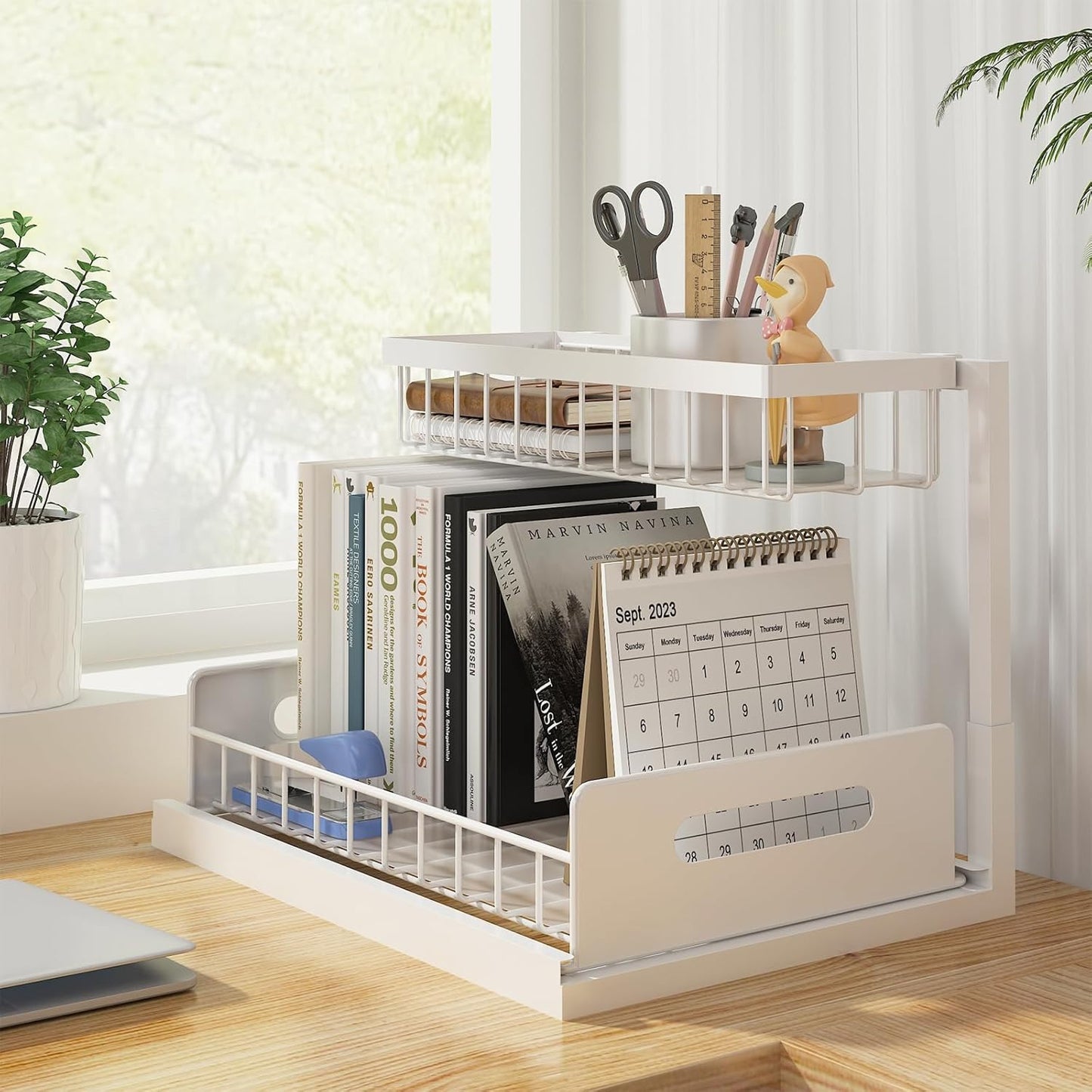 Under Sink Organizer, Pull Out Cabinet Organizer 2 Tier Slide Out Sink Shelf Cabinet Storage Shelves,2 Pack