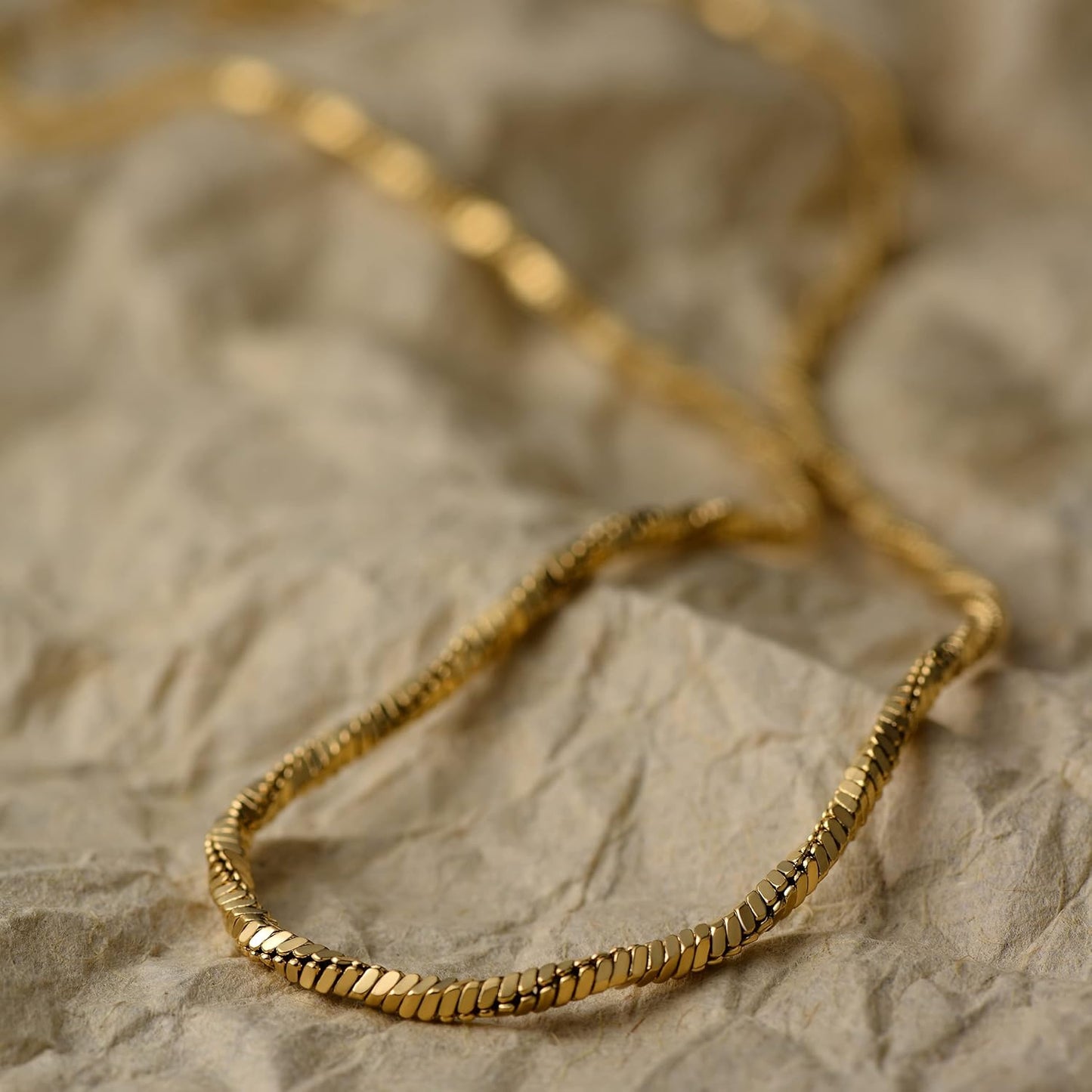 14K Gold Plated Snake Chain Choker - Dainty Boho Necklace for Women