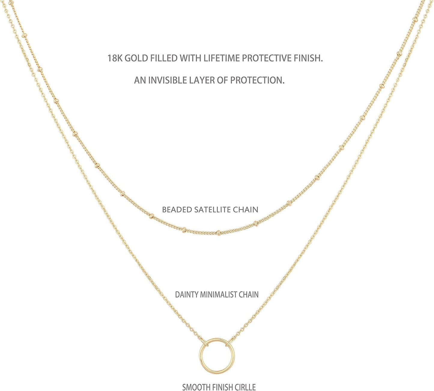 Layered Necklace with Heart & Arrow Pendant, 18k Gold Plated Dainty Choker for Women