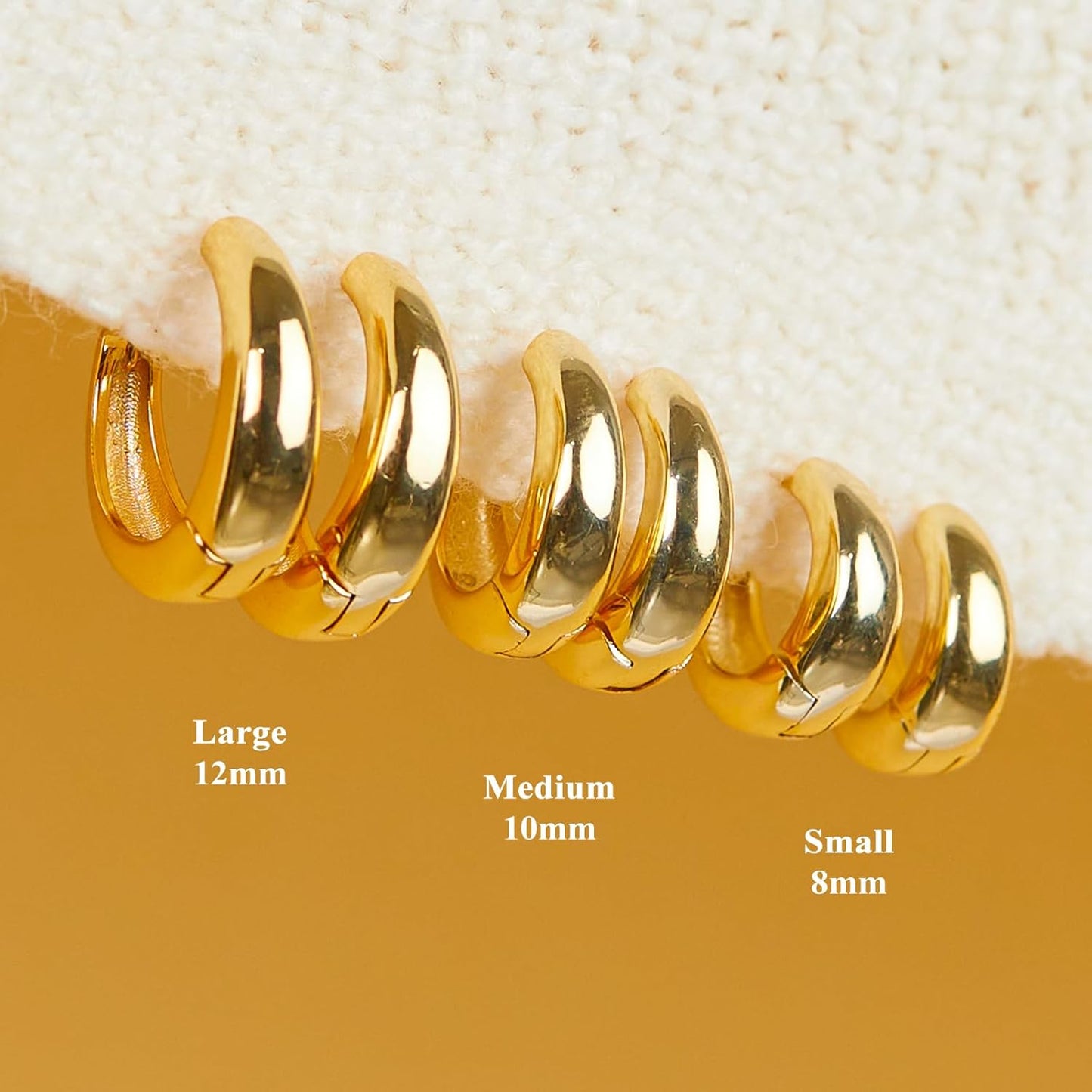 Small Sterling Silver Huggie Hoop Earrings Set for Women, 14K Gold Plated Hoops Stacks for Multiple Piercings