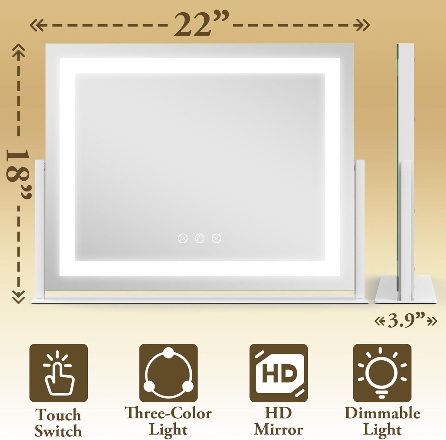 Makeup Mirror with Lights,Lighted Makeup Mirror with 10X Magnification and USB，Smart Touch Screen
