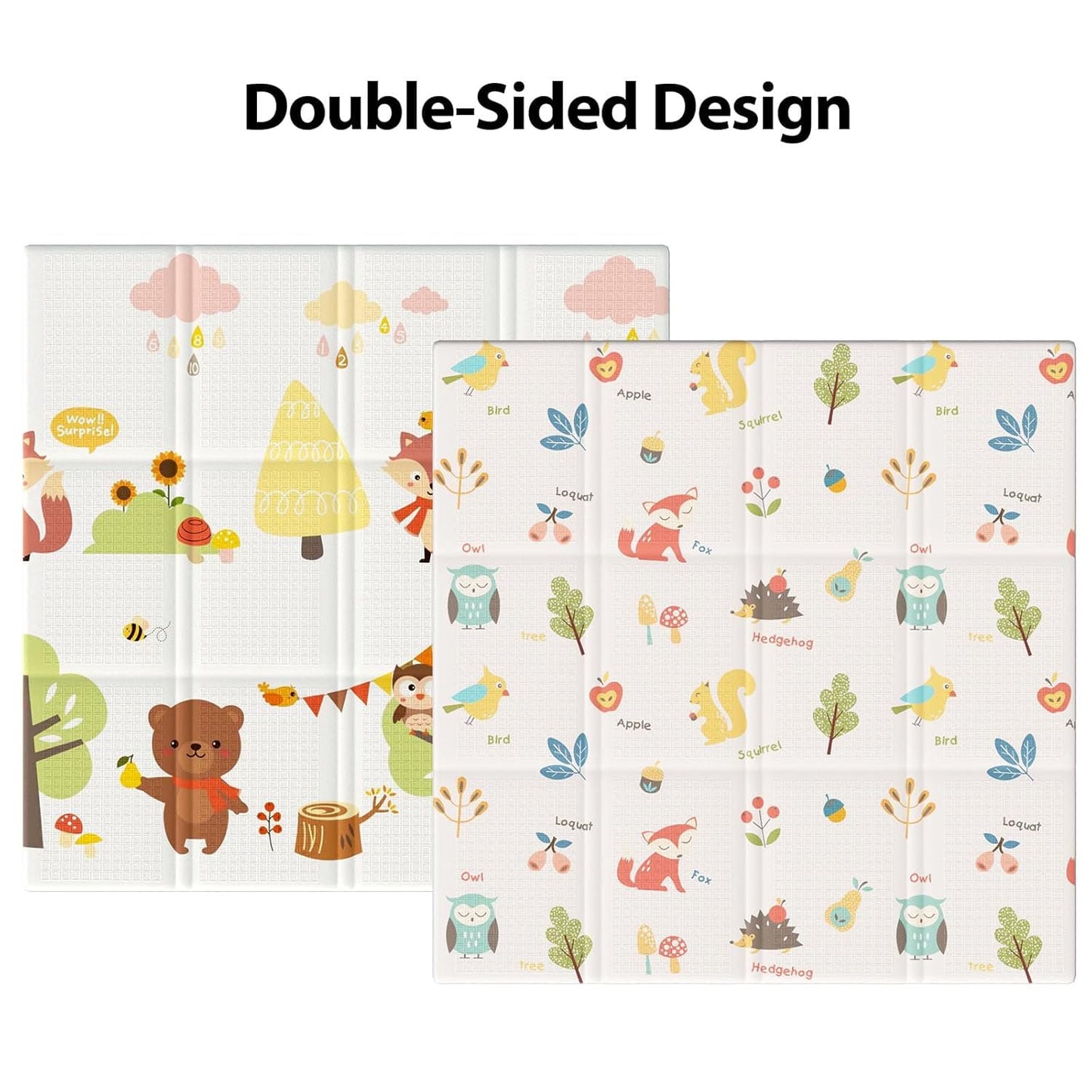 OMOMMD Baby Play Mat, 50 x 50 Inch Play Mat Perfect for Use Baby Playpen, Foldable Baby Foam Playmat for Floor, Portable Waterproof Activity PlayMats for Babies, Infants and Toddlers