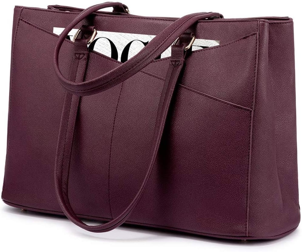 Laptop Tote Bag for Women 15.6 Inch Waterproof Leather Computer Bags Business Office Work Briefcase