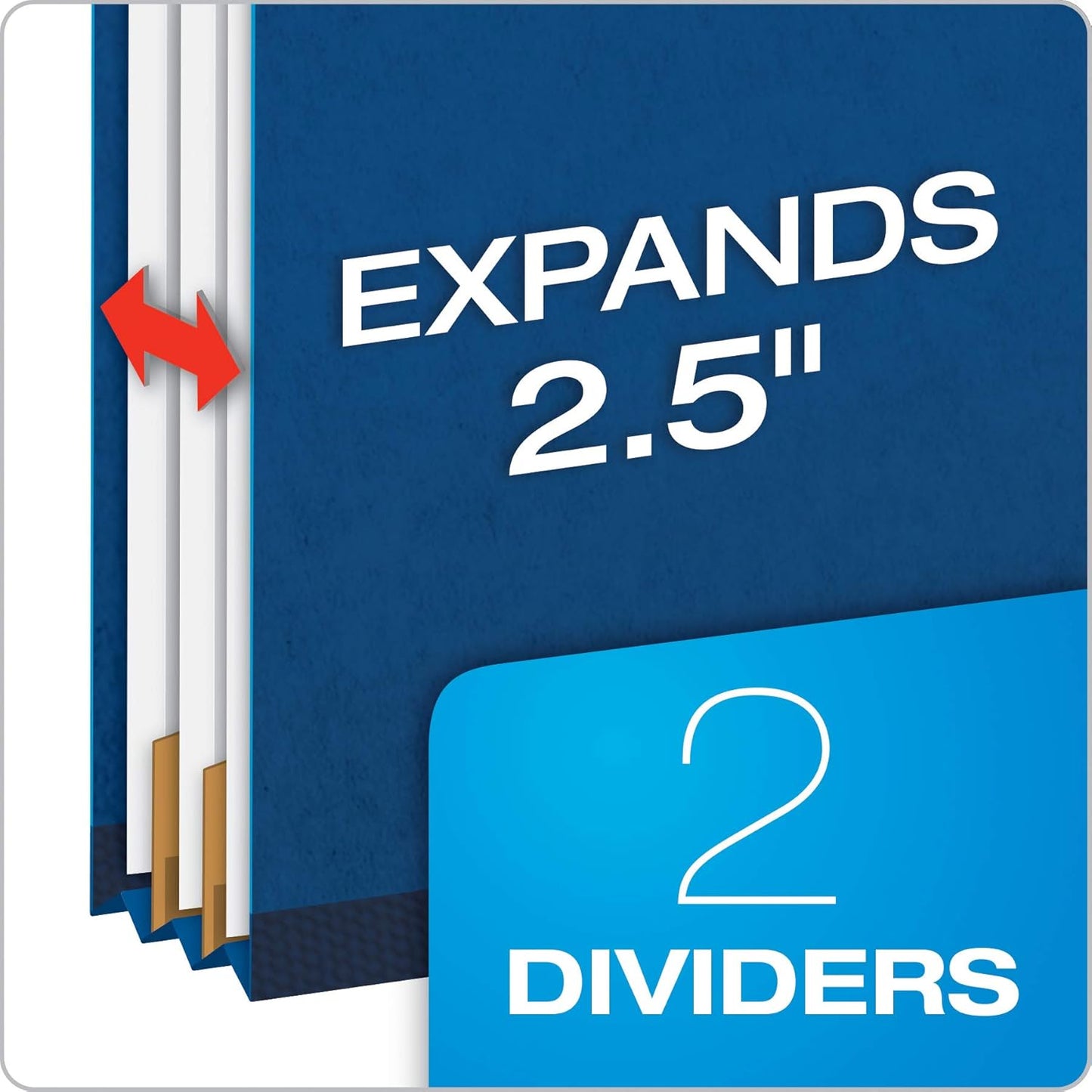 OMOMMD Classification Folders, 2 Dividers, 2" Fasteners, Letter, Dark Blue, 10/Box (24132P)