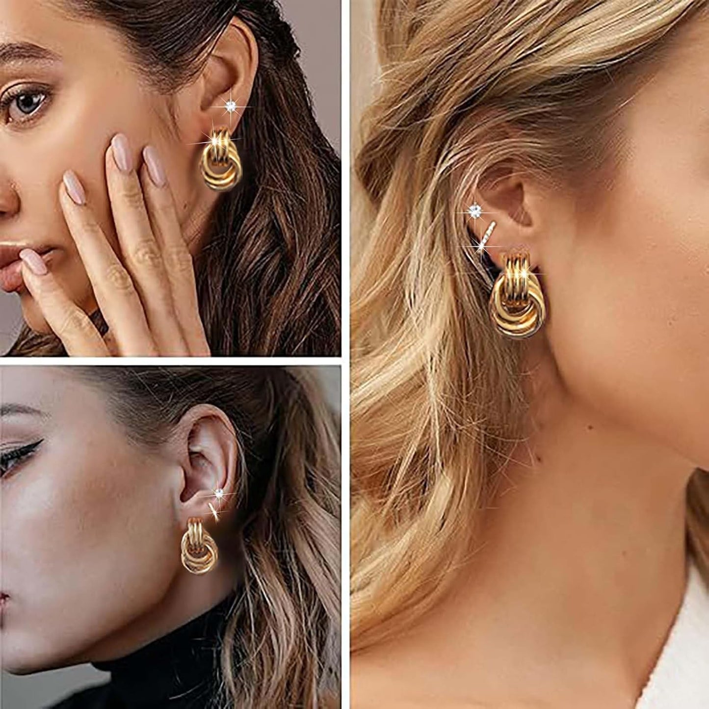 3Pairs Gold Hoop Earrings Set for Women Trendy Chunky Huggie Dainty Earrings Jewelry for Women Teens