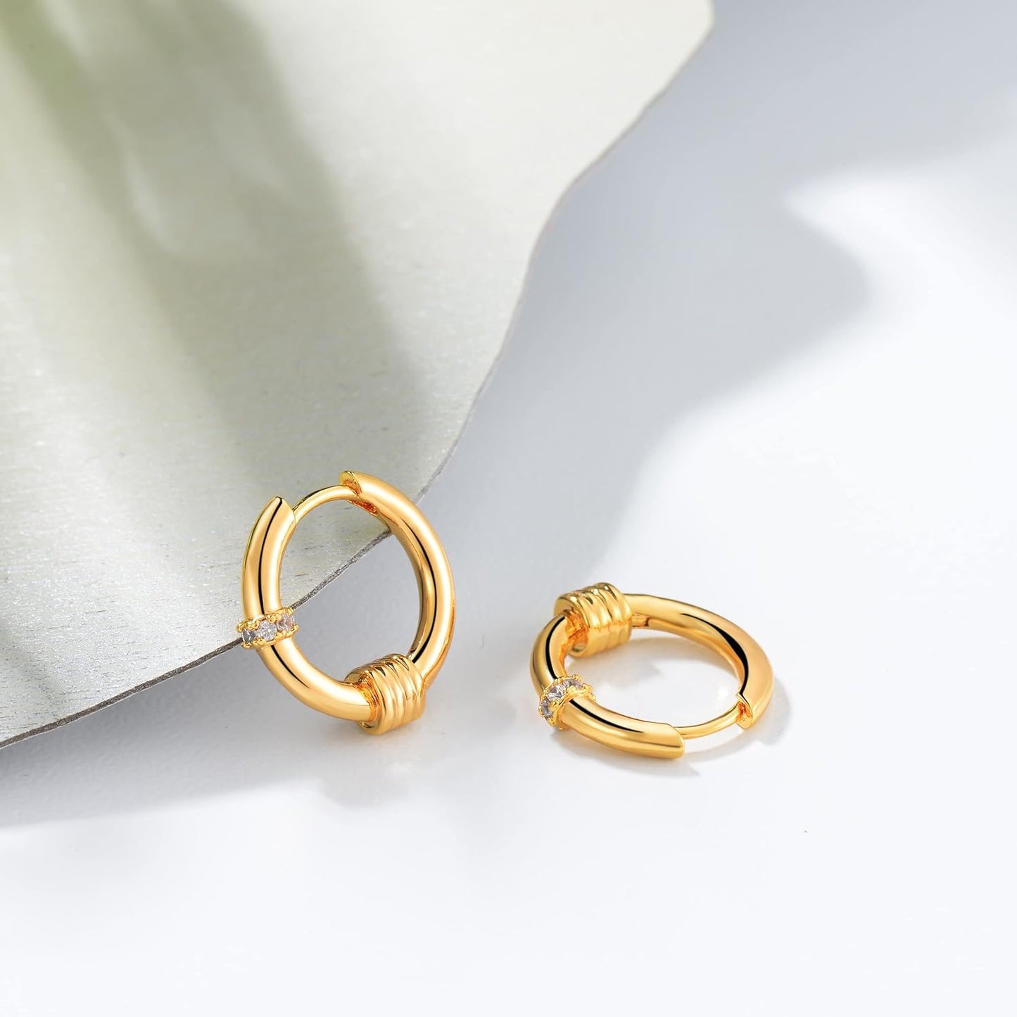 Cubic Zirconia Huggie Earrings 14k Gold Plated Tiny Earrings Small Huggie Hoop Earrings Simple Lightweight Hoops Gift for Women