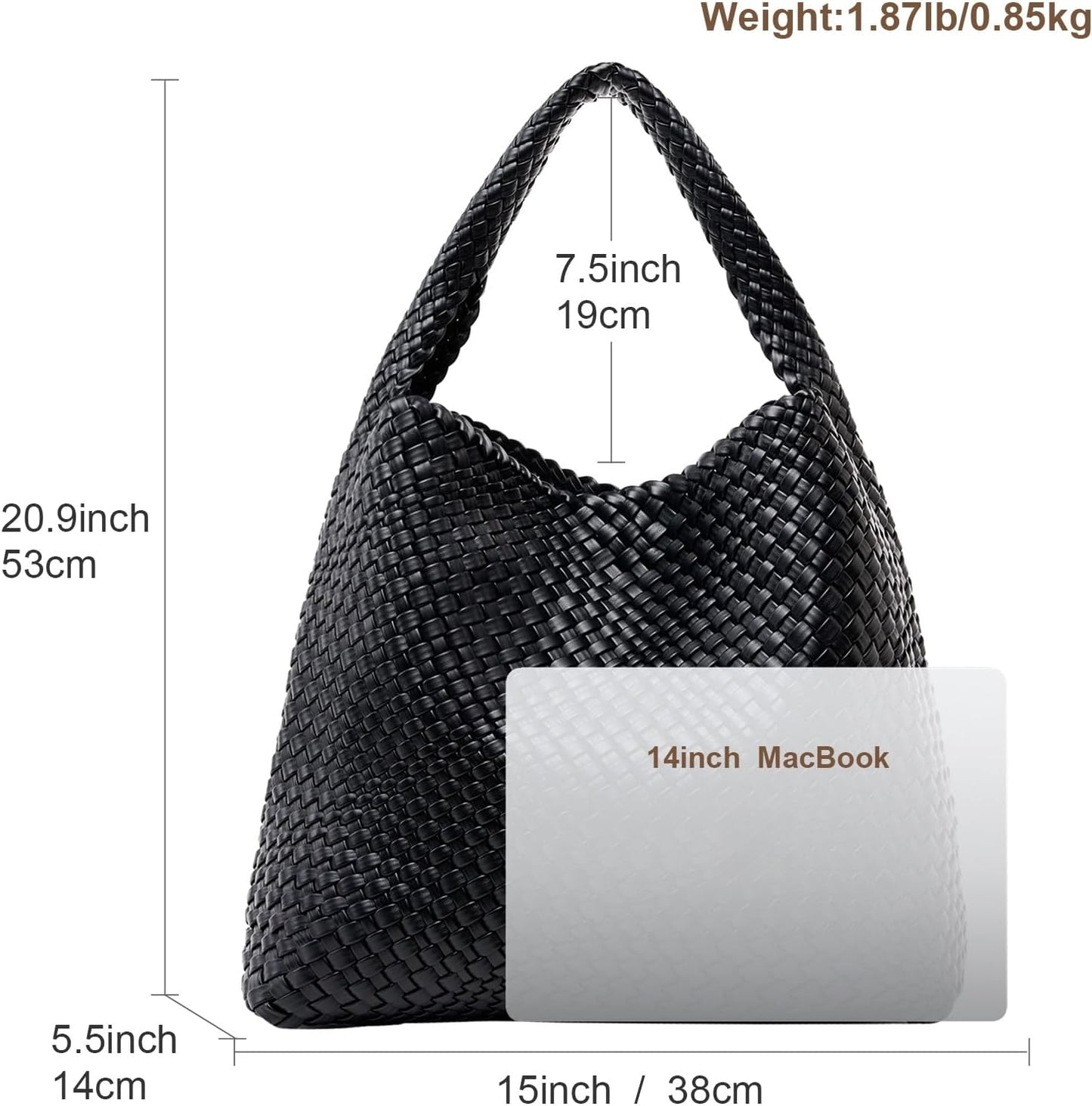 Large Woven Tote Bag for Women Weave Purse Woven Leather Handbag