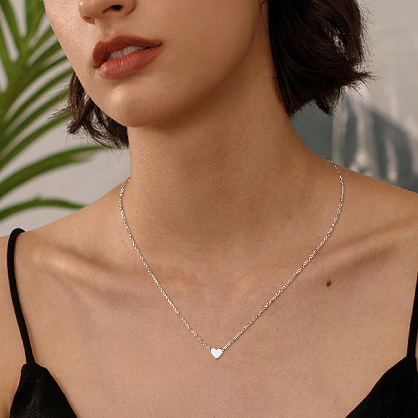 Gold/Silver Plated Heart Necklace for Women, Dainty Love Pendant Choker, Trendy Layered Chain Jewelry Gift for Her