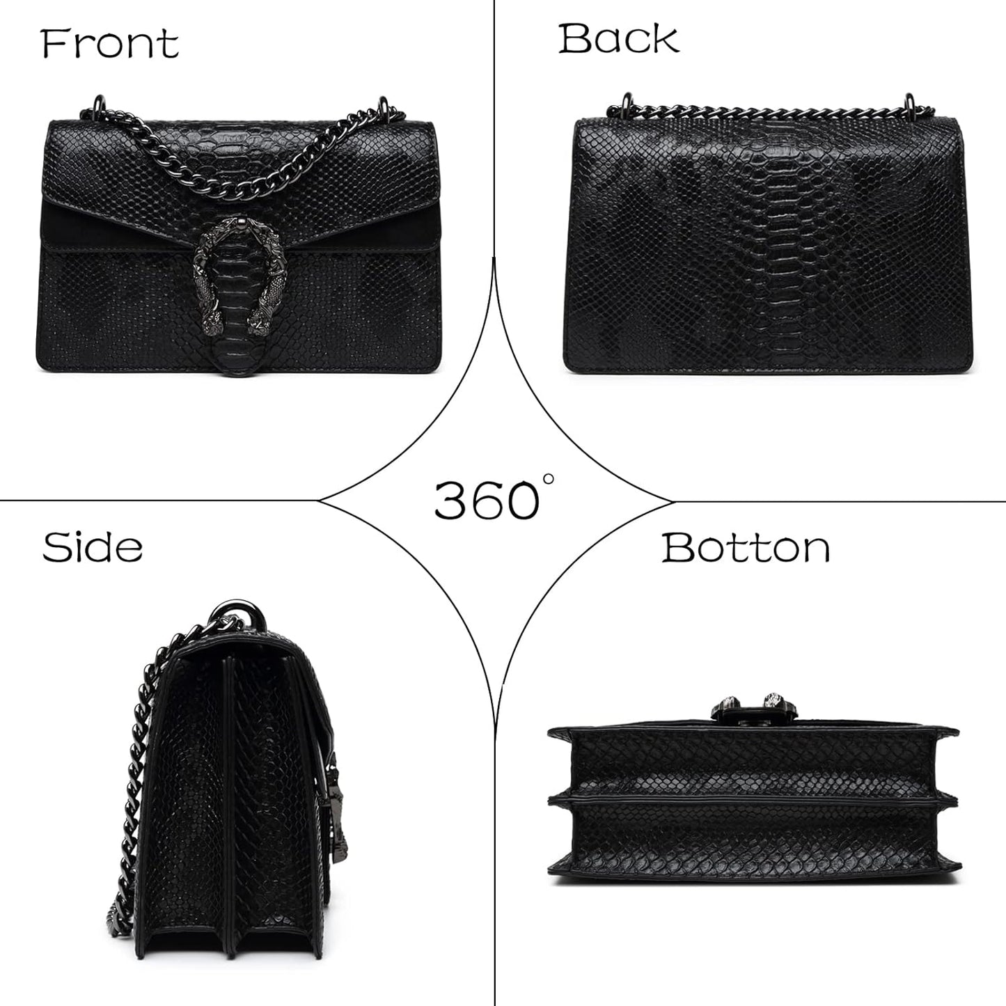Crossbody Bags for Women - Snake Printed Clutch Purses Leather Chain Shoulder Bags Evening Handbags