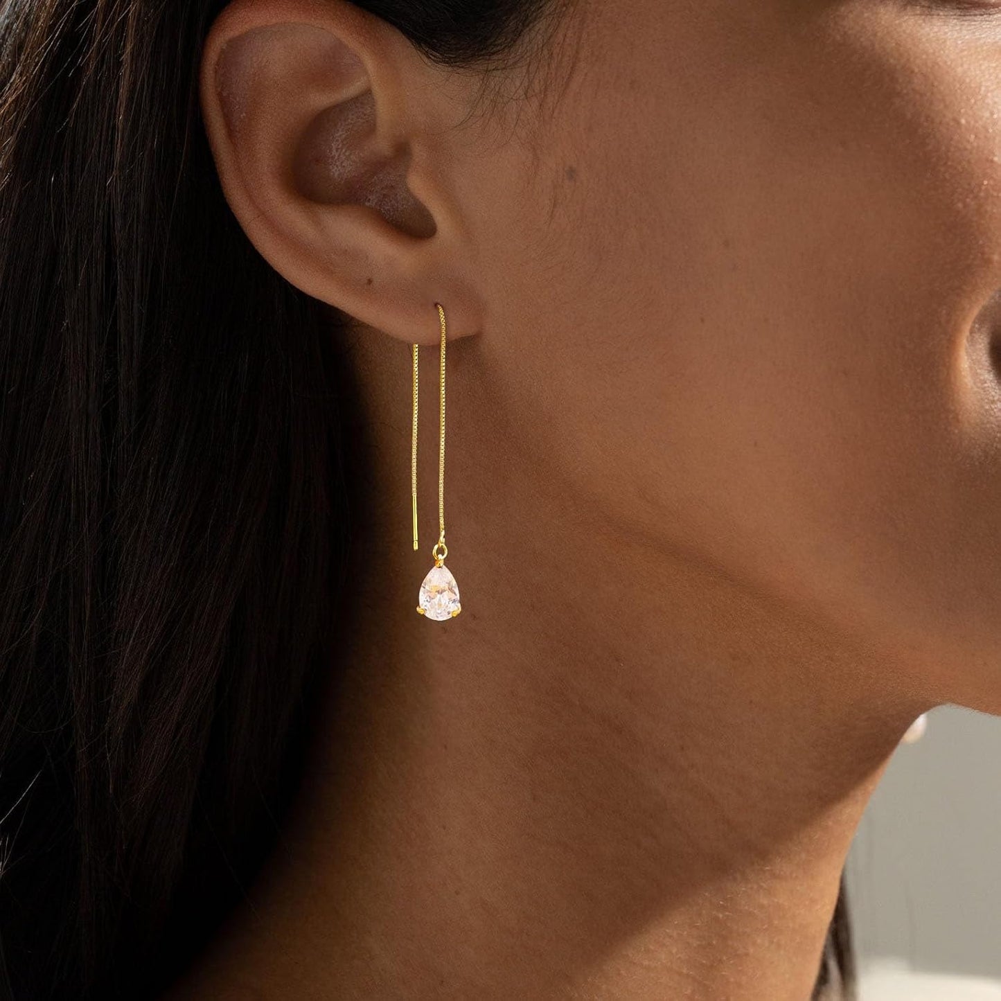 Gold Earrings for Women Trendy, Simple Dainty 14K Gold Plated Paperclip Square Chain Link Dangle Pin Stud Huggie Earrings Lightweight