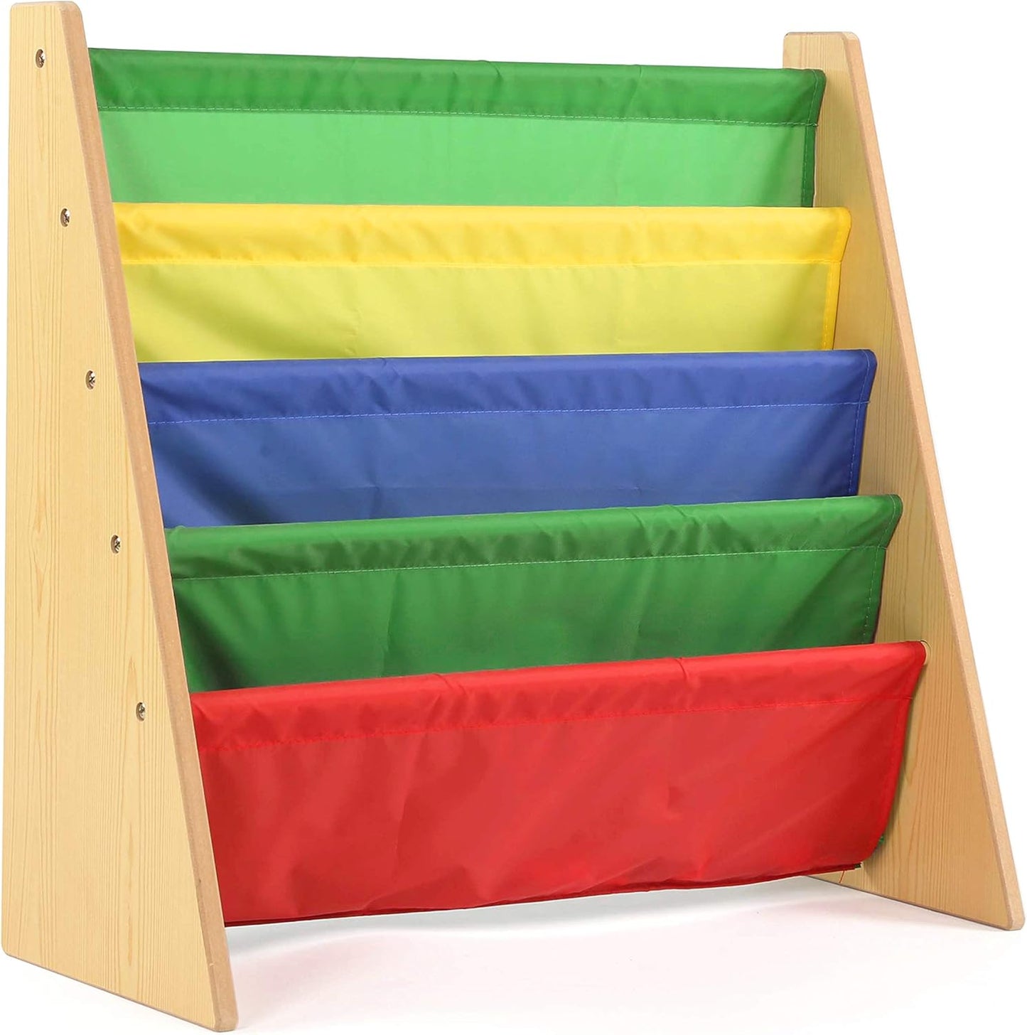 4-Tier  Bookshelf,  Wood/White - Premium Book Shelf   Rooms with Four Deep Pockets
