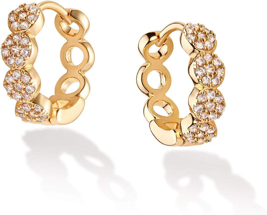 Cubic Zirconia Huggie Earrings 14k Gold Plated Tiny Earrings Small Huggie Hoop Earrings Simple Lightweight Hoops Gift for Women