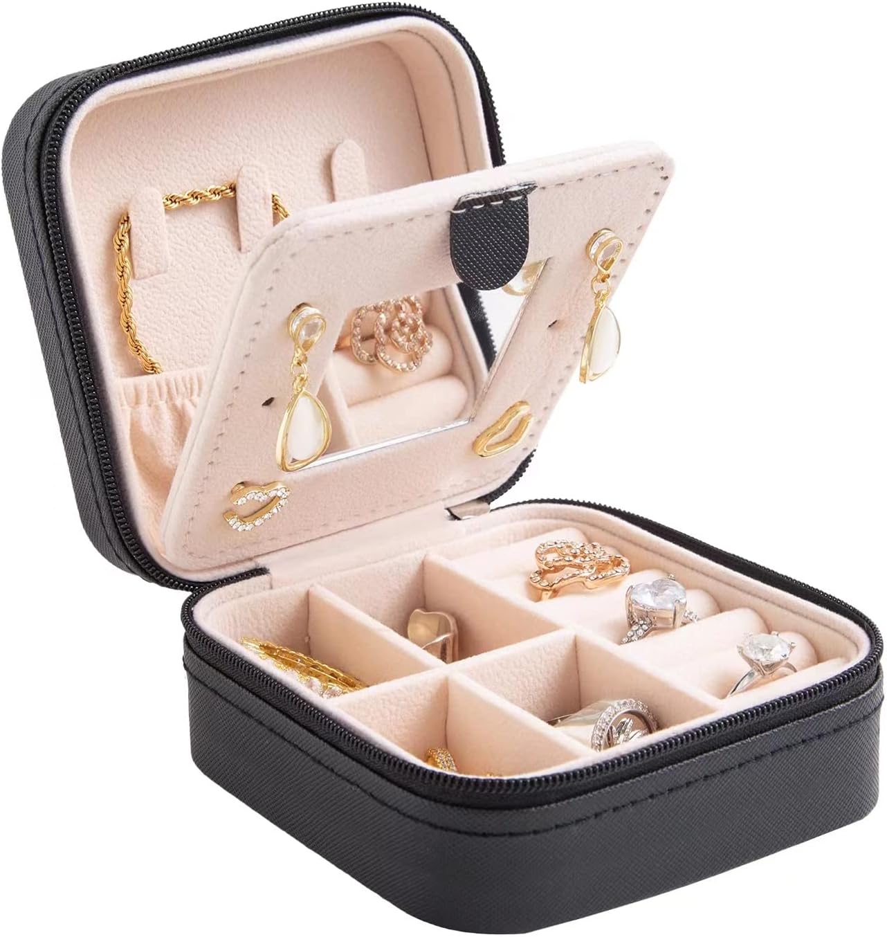Travel jewelry box Travel Jewelry Organizer Small box Gift for Girls Women with Mirror
