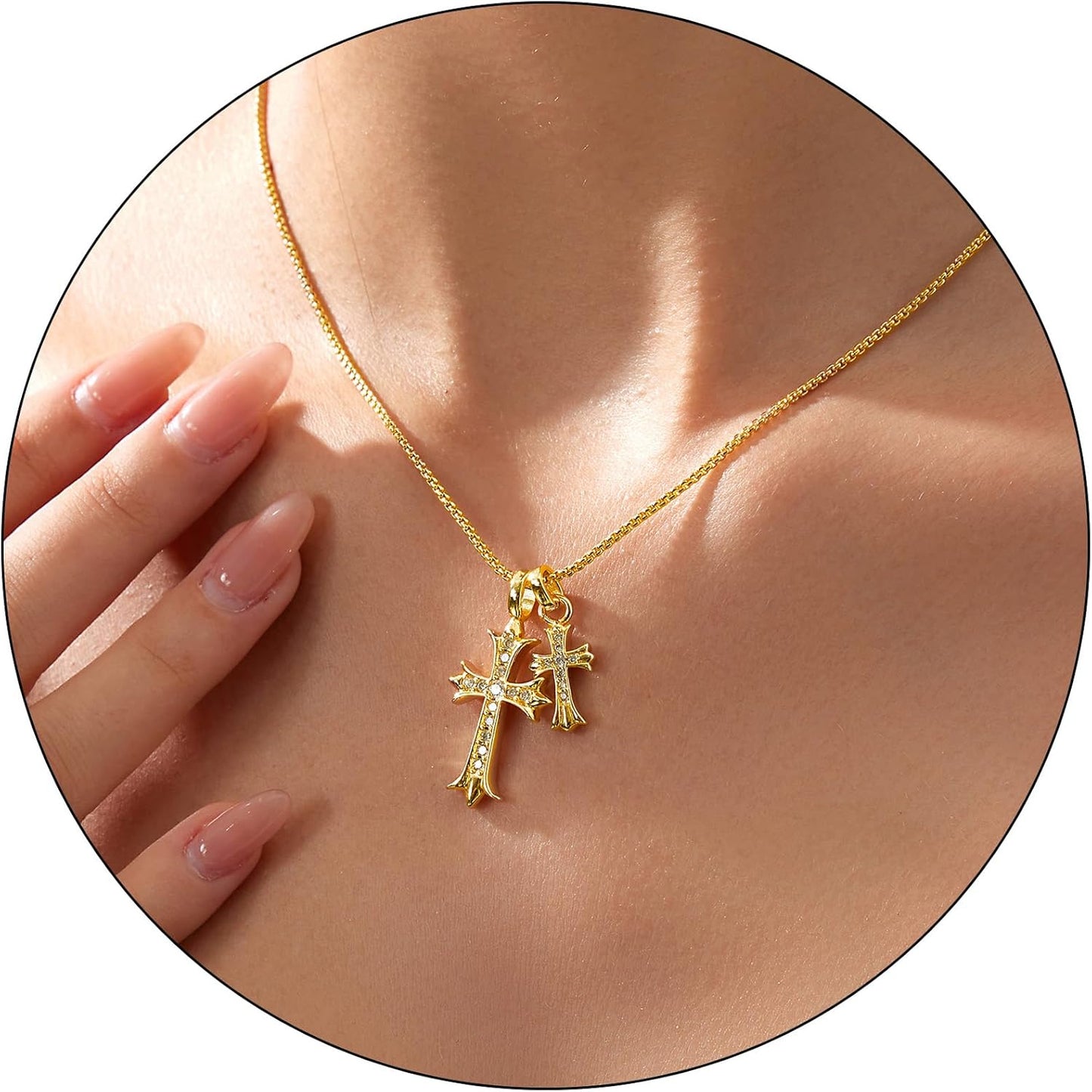 14K Gold Faith Cross Necklace – Dainty Religious Pendant for Women