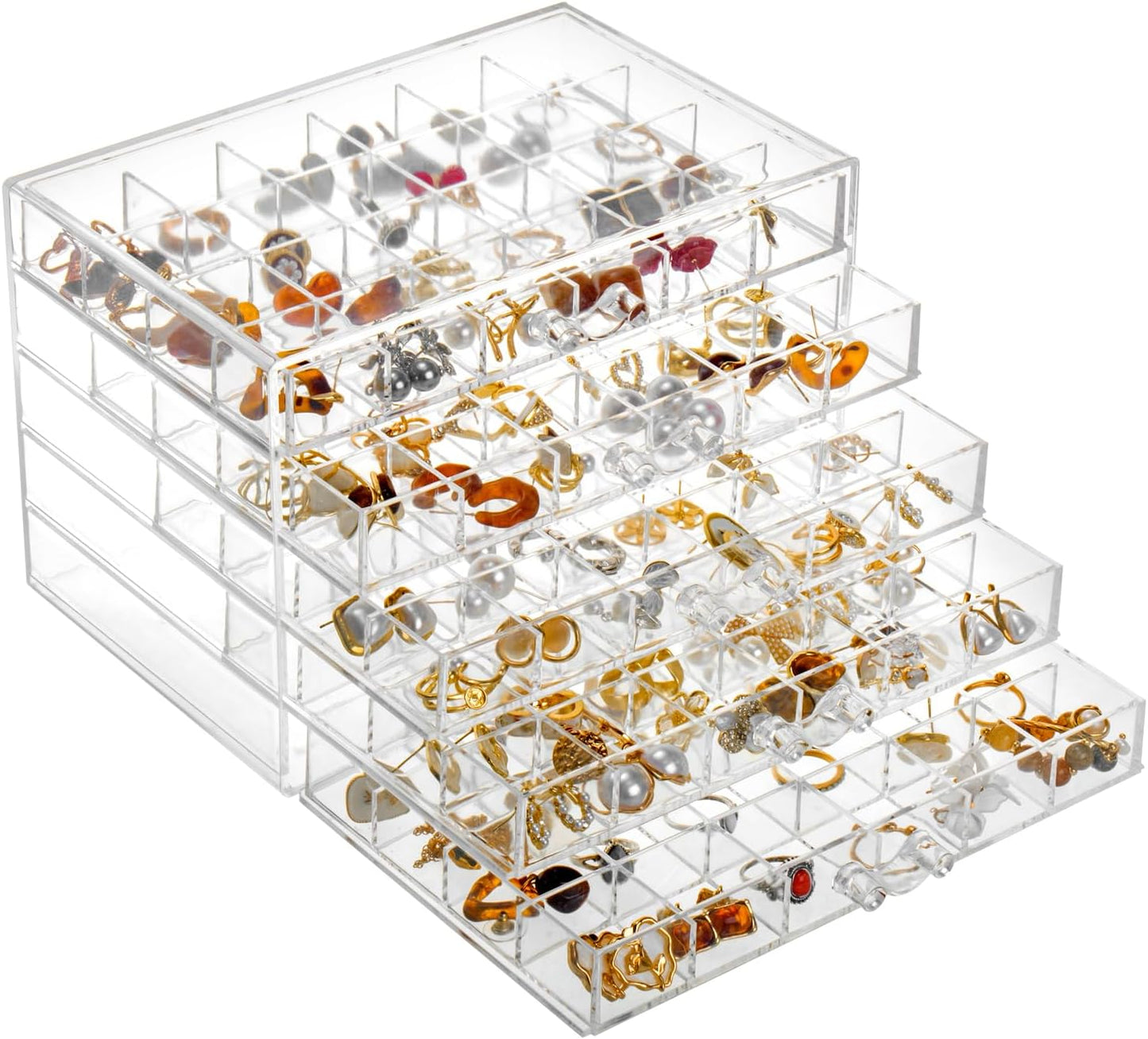 Acrylic Jewelry Storage Box Stand with 120 Small Compartments