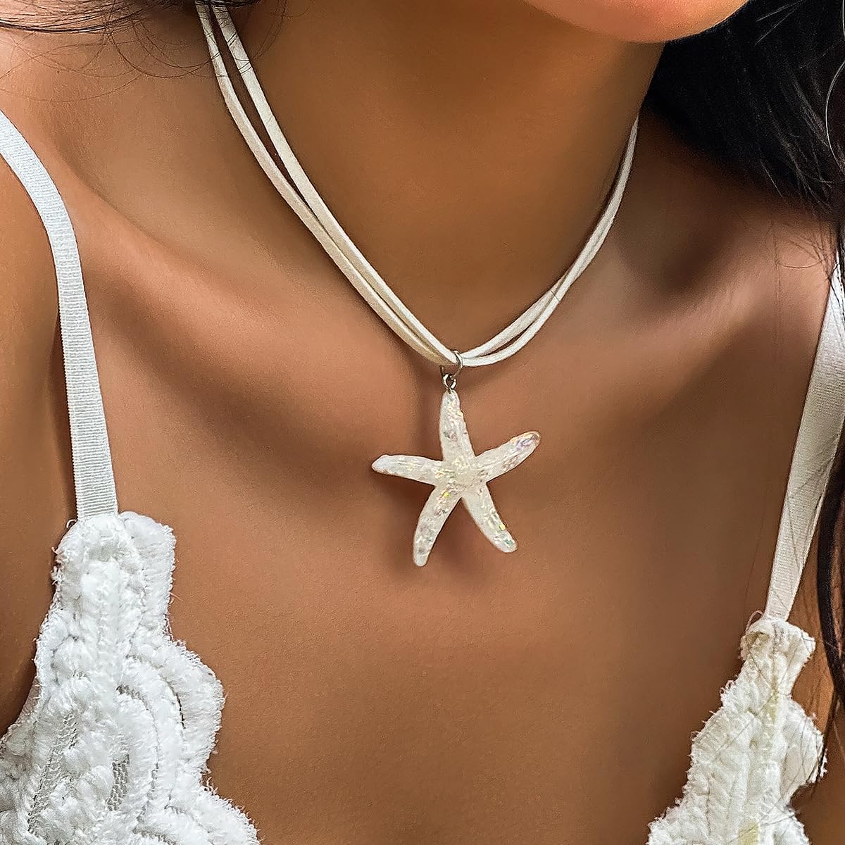 Starfish & Shell Gold Jewelry Set - Beachy Necklace & Earrings for Women