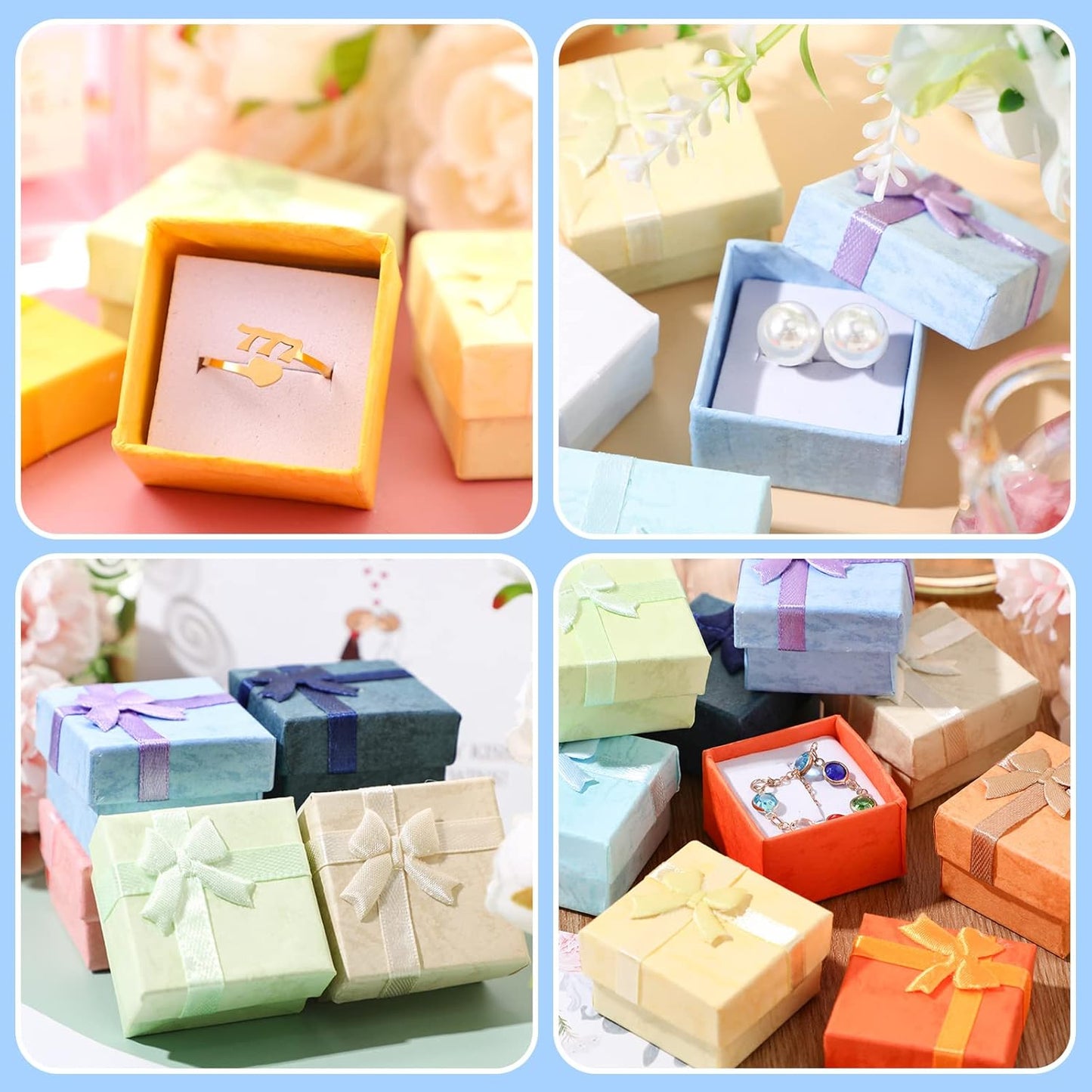 24 Pack Jewelry Gift Boxes Jewelry Box Gift Cases with Ribbon Bow for Birthday Wedding