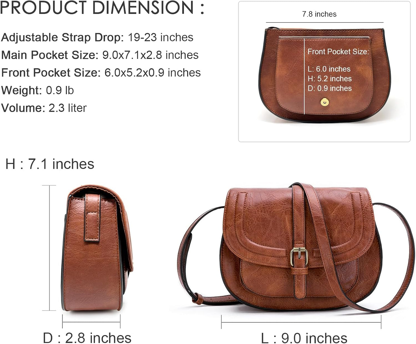 Crossbody Bags for Women,Small Saddle Purse and Boho Cross Body Handbags,Vegan Leather