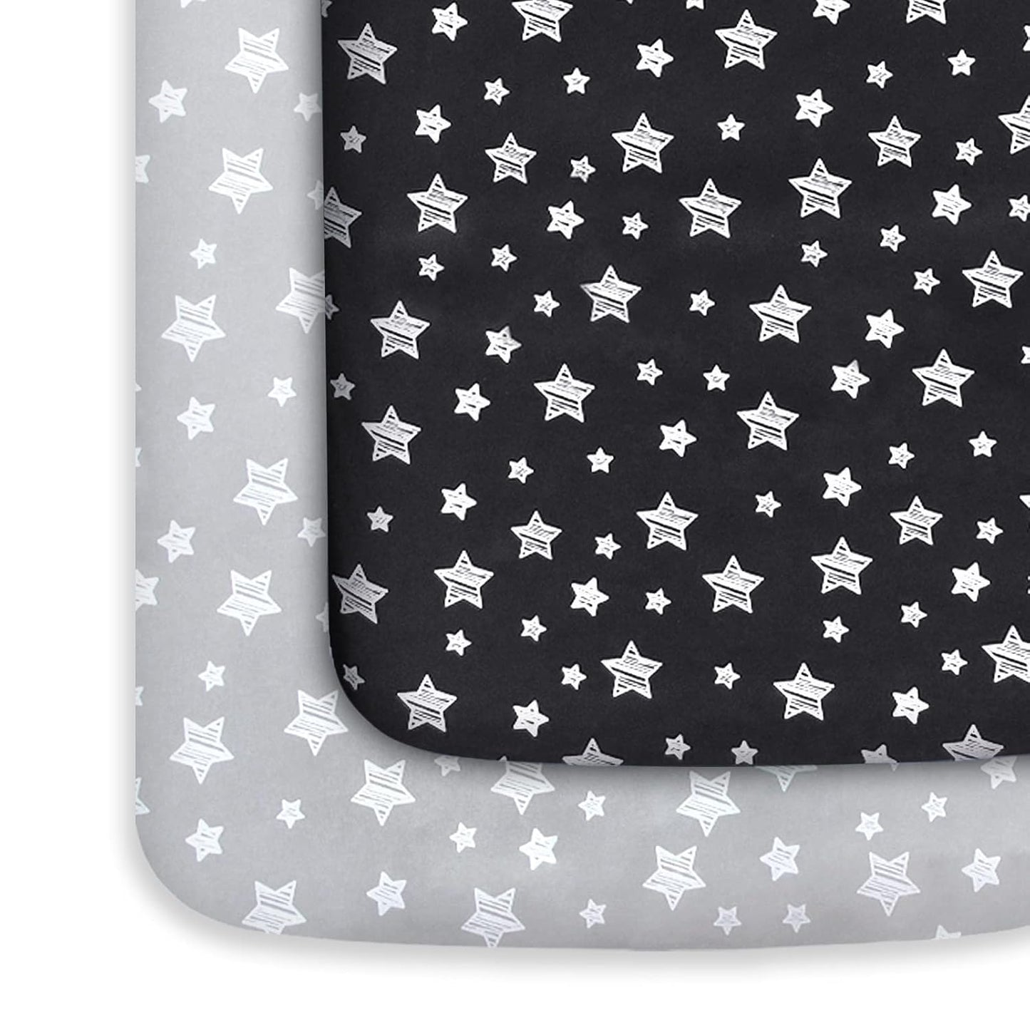 2 Pack Mini Crib Sheets, Stretchy Playard Fitted Sheet, Soft and Breathable Material, Stars & Bunny