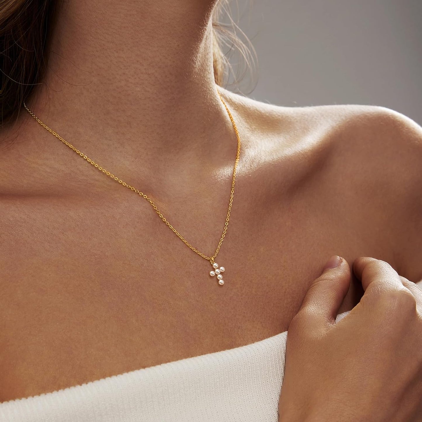Cross Necklace - 18K Gold/Silver Plated With Cubic Zirconia, Simple Layered Design Dainty Religious Jewelry Gift For Women