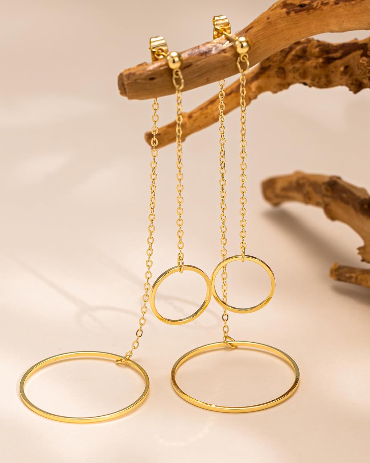 Dangle Earrings for Women- 14K Gold Plated Butterfly Heart Star Hoop Chain Tassel Design Long Dangle Earrings