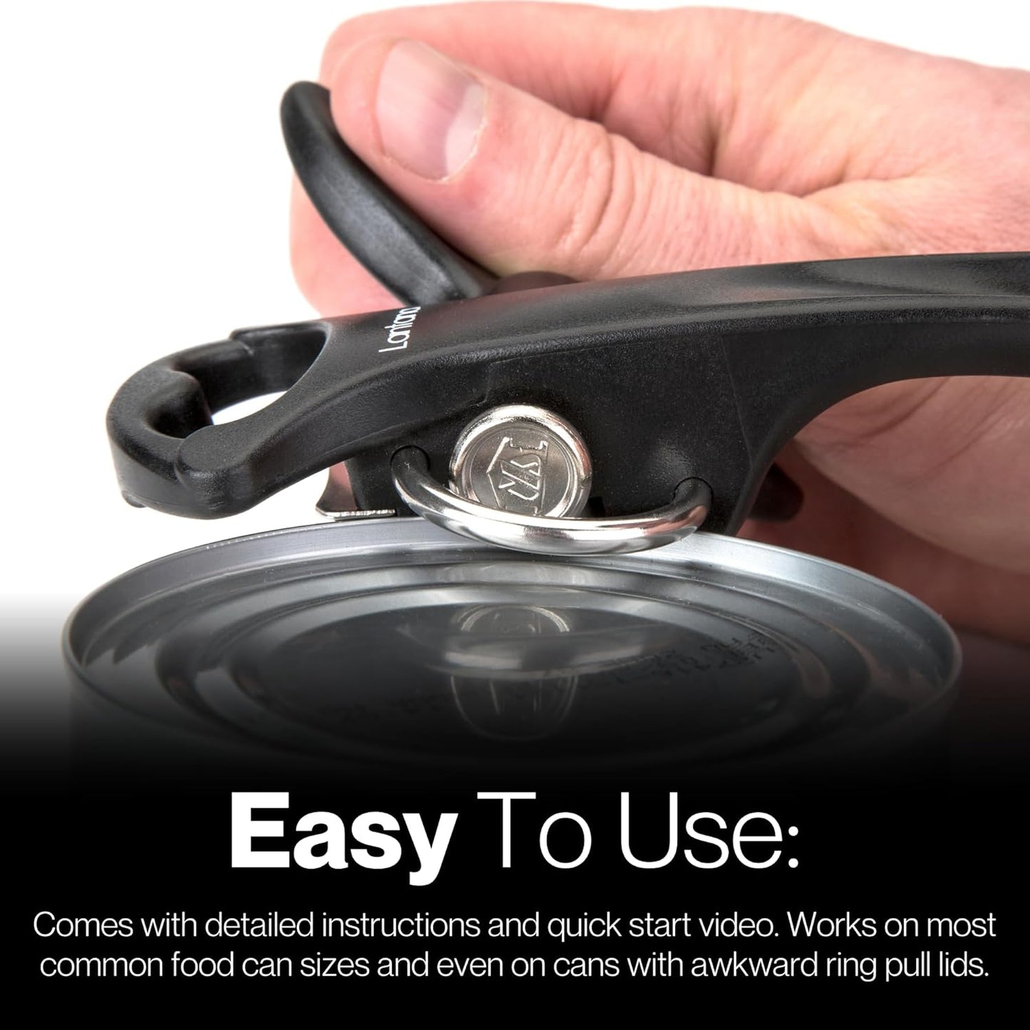 Lantana Smooth Edge Can Opener with Bottle Cap Lifter - Hand Held Manual Safety Tin Opener