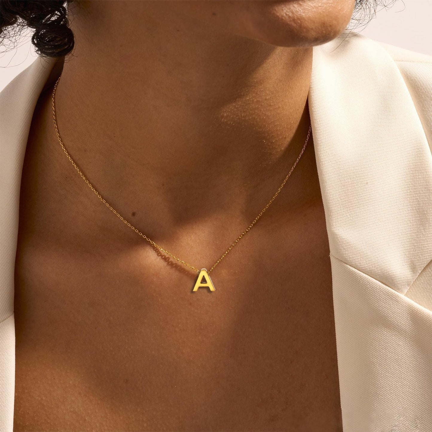 Personalized Initial Necklace: 18K Gold Plated over Stainless Steel, Dainty Tiny Letter Pendant for Women - Monogram Jewelry Gift