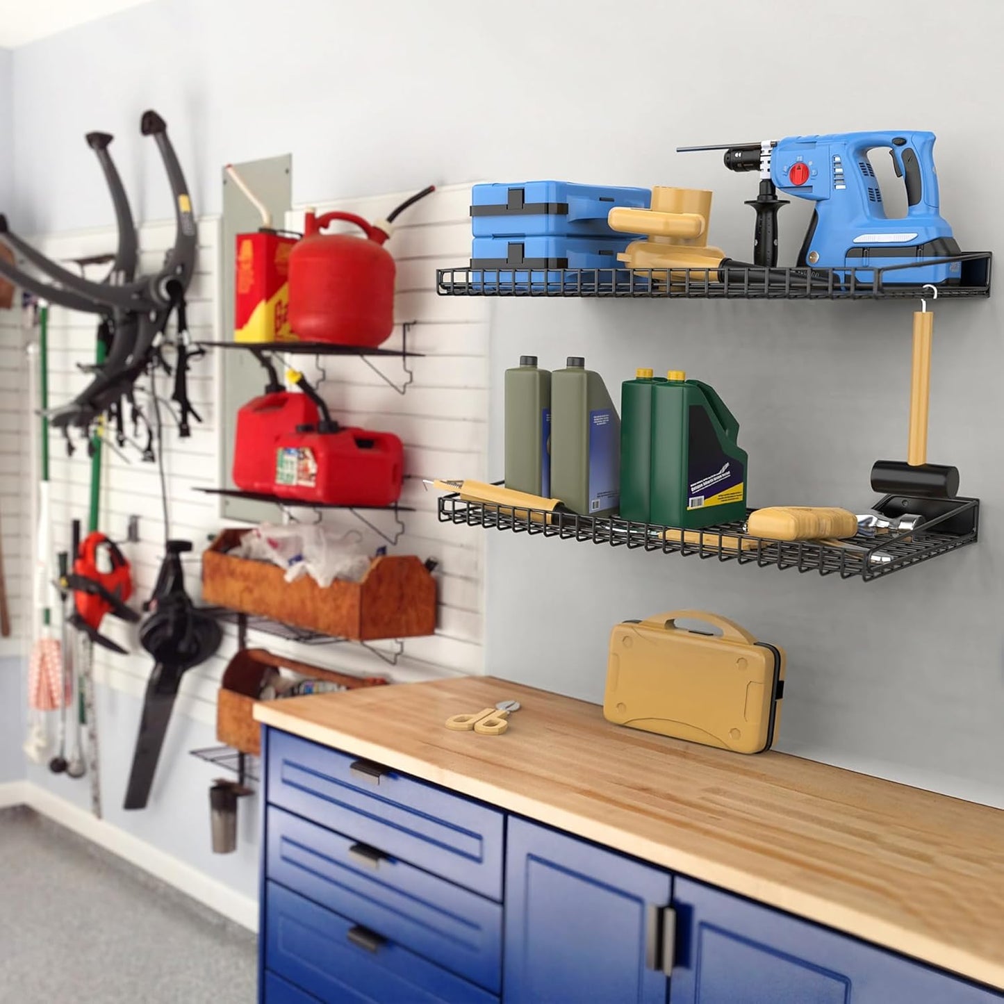 2 Pack Garage Wall Shelf, 23.5" x 12" Wall Mounted Storage Shelves for Garage, Closet