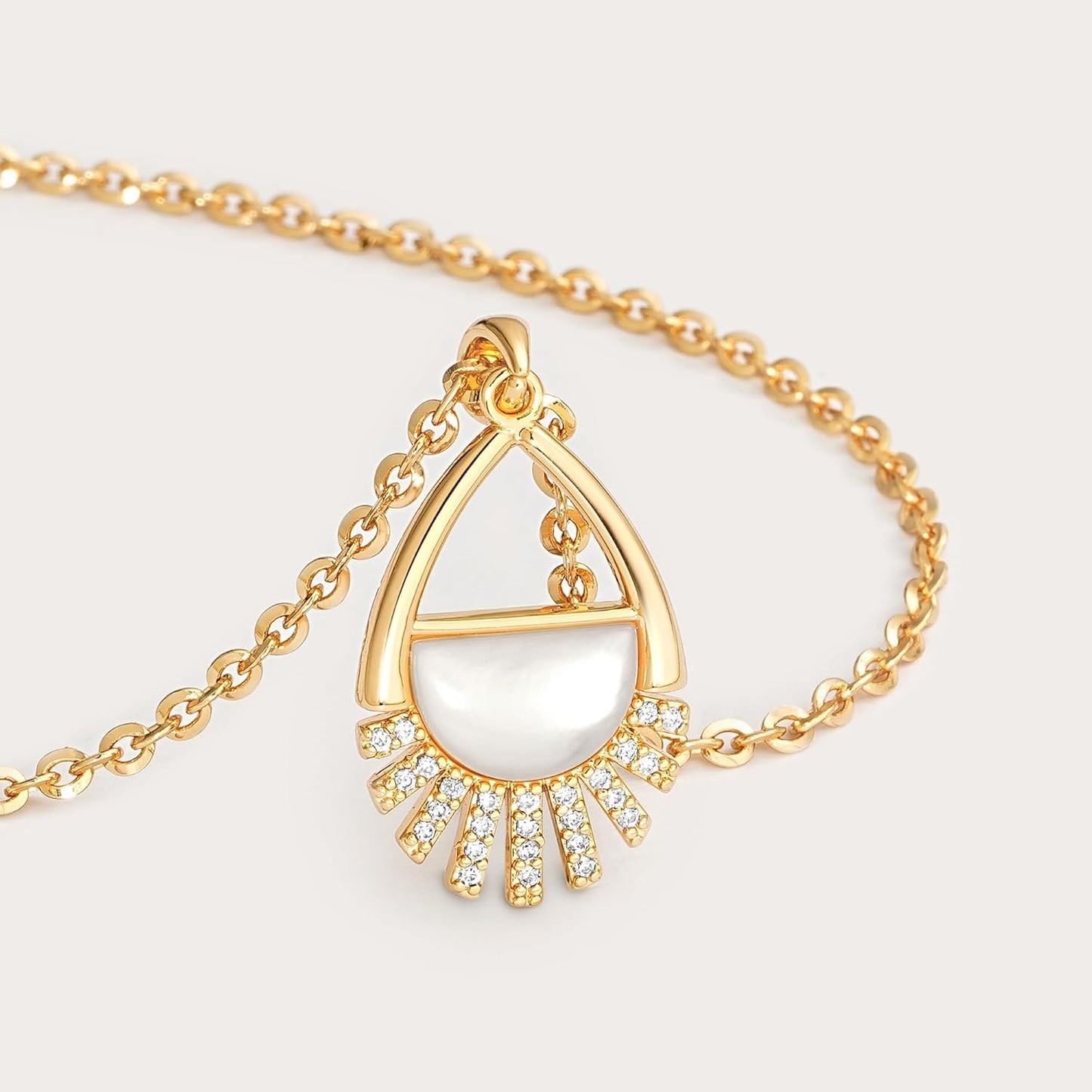 14K Gold MOP Necklace - Heart/Cross/Teardrop Pendant, Delicate Women's Jewelry Gift
