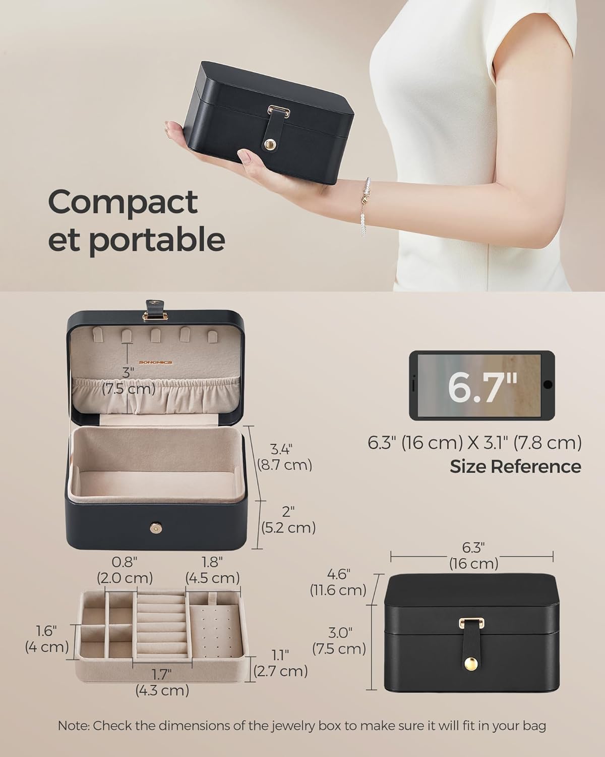 Travel Jewelry Case, 2-Layer Jewelry Holder Organizer, Portable Versatile Earring Storage