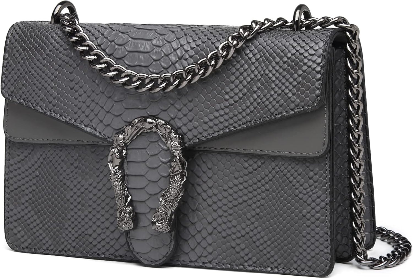Crossbody Bags for Women - Snake Printed Clutch Purses Leather Chain Shoulder Bags Evening Handbags