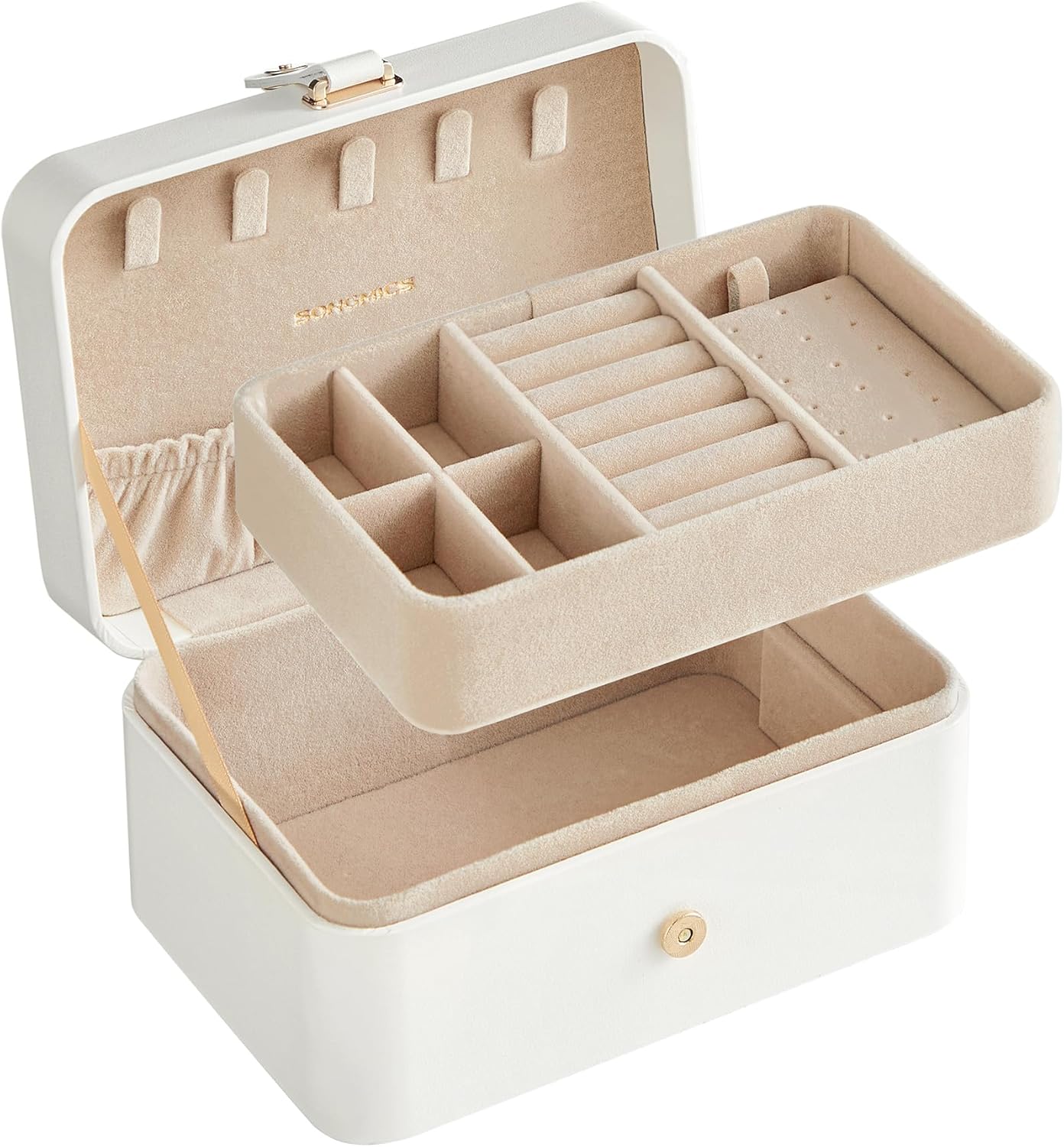 2-Layer Jewelry Organizer Box for Earrings, Necklaces, Bracelets - Portable Jewelry Storage with Large Capacity