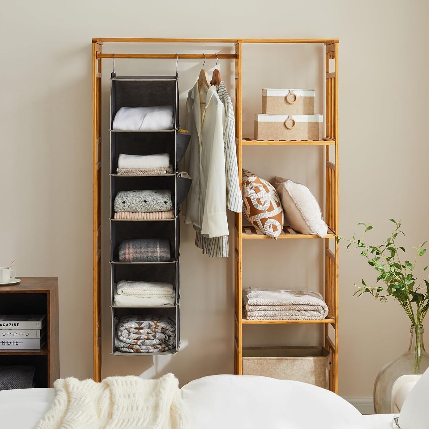 Hanging Closet Organizer and Storage, 6-Shelf Closet Hanging Storage Shelves