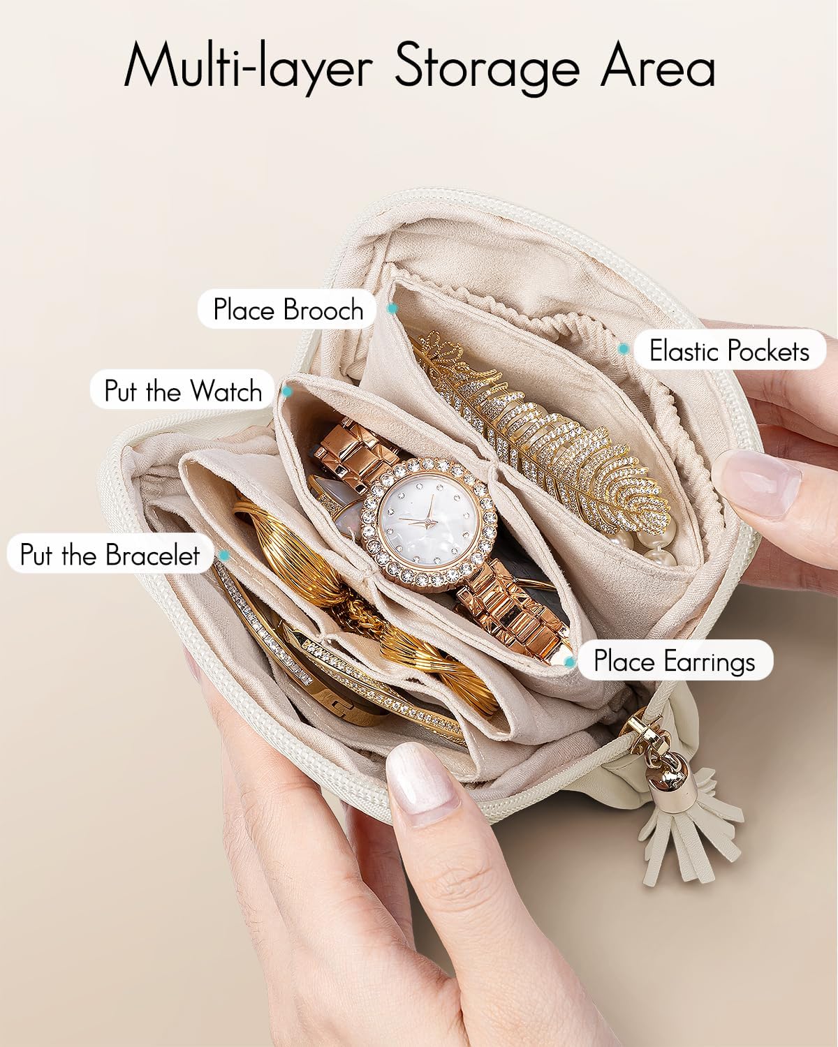 Small Travel Jewelry Case,Travel Gifts for Women,Jewelry Pouch Bags with Zipper,Jewelry Organizer Storage Bag