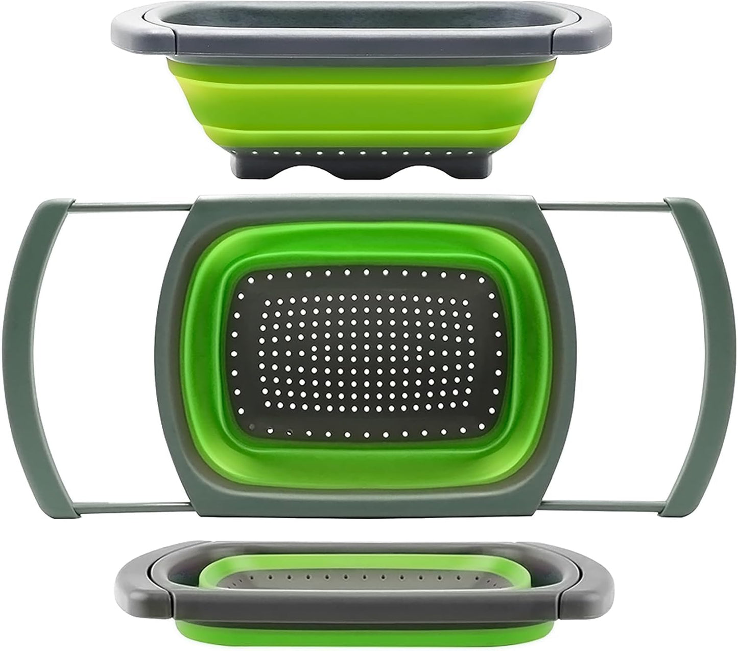 Colander collapsible, Colander Strainer Over The Sink Vegetable Fruit Strainer Basket (6 Quart) with Extendable Handles