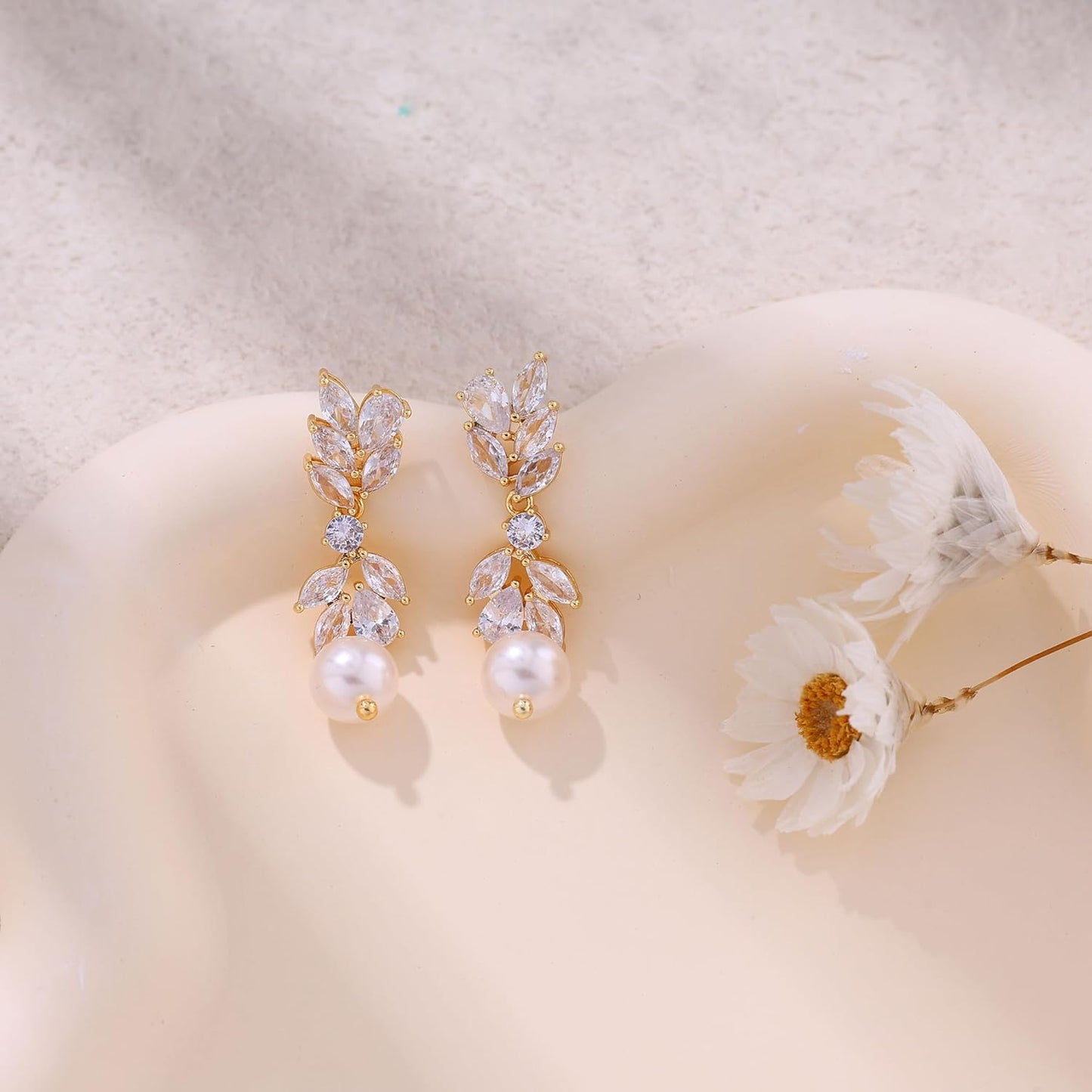 14K Gold Plated Butterfly Dangle Earrings for Women - Dainty, Trendy, CZ Drop Earrings - Simple Long Dangling Jewelry