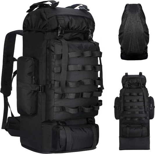 Expandable Large Military Tactical Backpack, Waterproof Molle Racksack Travel Backpacking Daypack