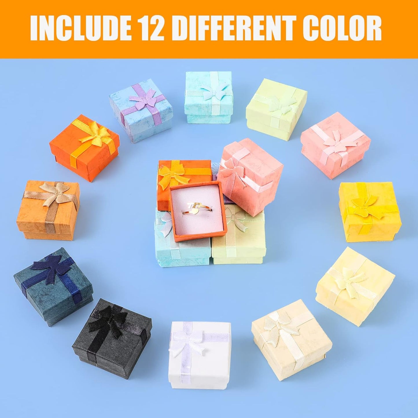 24 Pack Jewelry Gift Boxes Jewelry Box Gift Cases with Ribbon Bow for Birthday Wedding