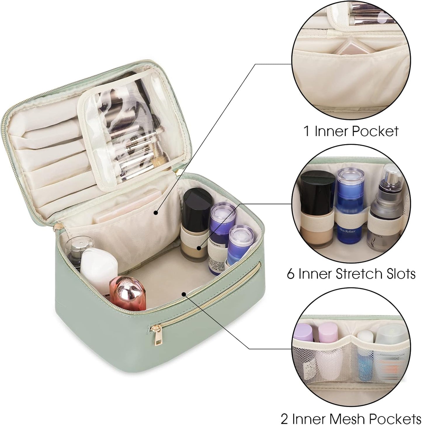 Makeup Bag, Travel Make Up Organizer Cosmetic Brush Bags Case for Women