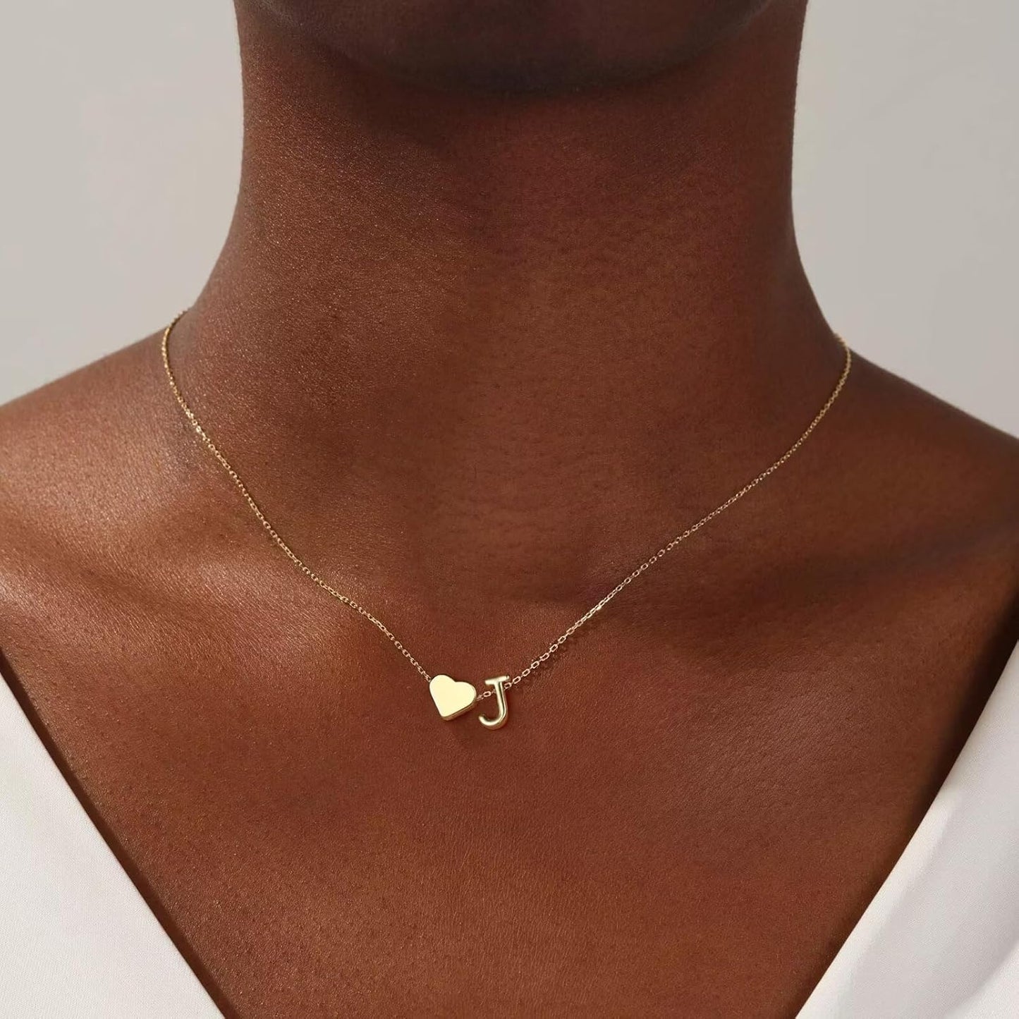 Initial Necklace - 18K Gold Plated Heart Pendant with A-Z Letters, Dainty Birthday Gift for Women and Teen Girls