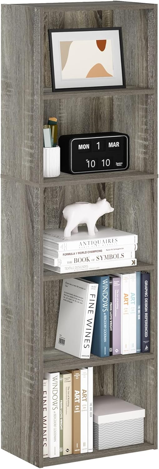 Book Shelf, 5-Tier Bookshelf, Bookcase, 9.4" x 15.8" x 52", for Living Room, Bedroom, Home Office