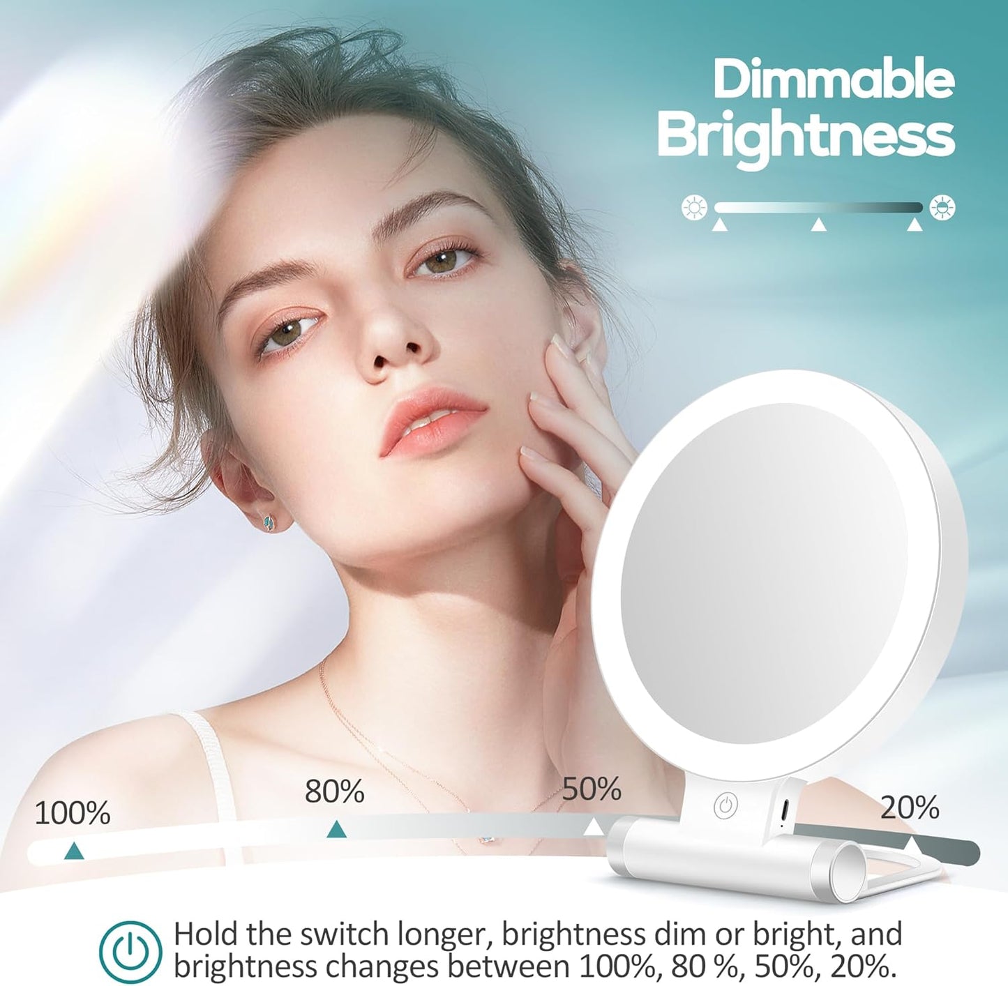 with Light, Double-Sided 1X/ 30X Magnifying Makeup Mirror with Tweezer，Foldable Travel Mirror