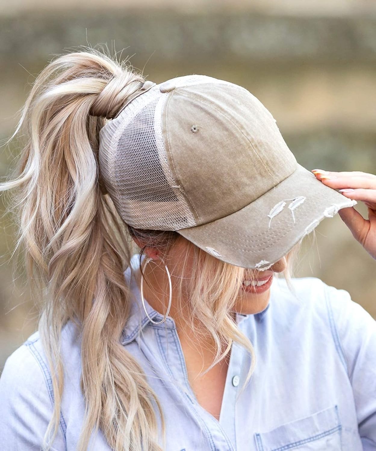 Womens Pony Hat High Ponytail Baseball Cap Girls Messy Bun Caps  Hair Day Adjustable Dad Hat