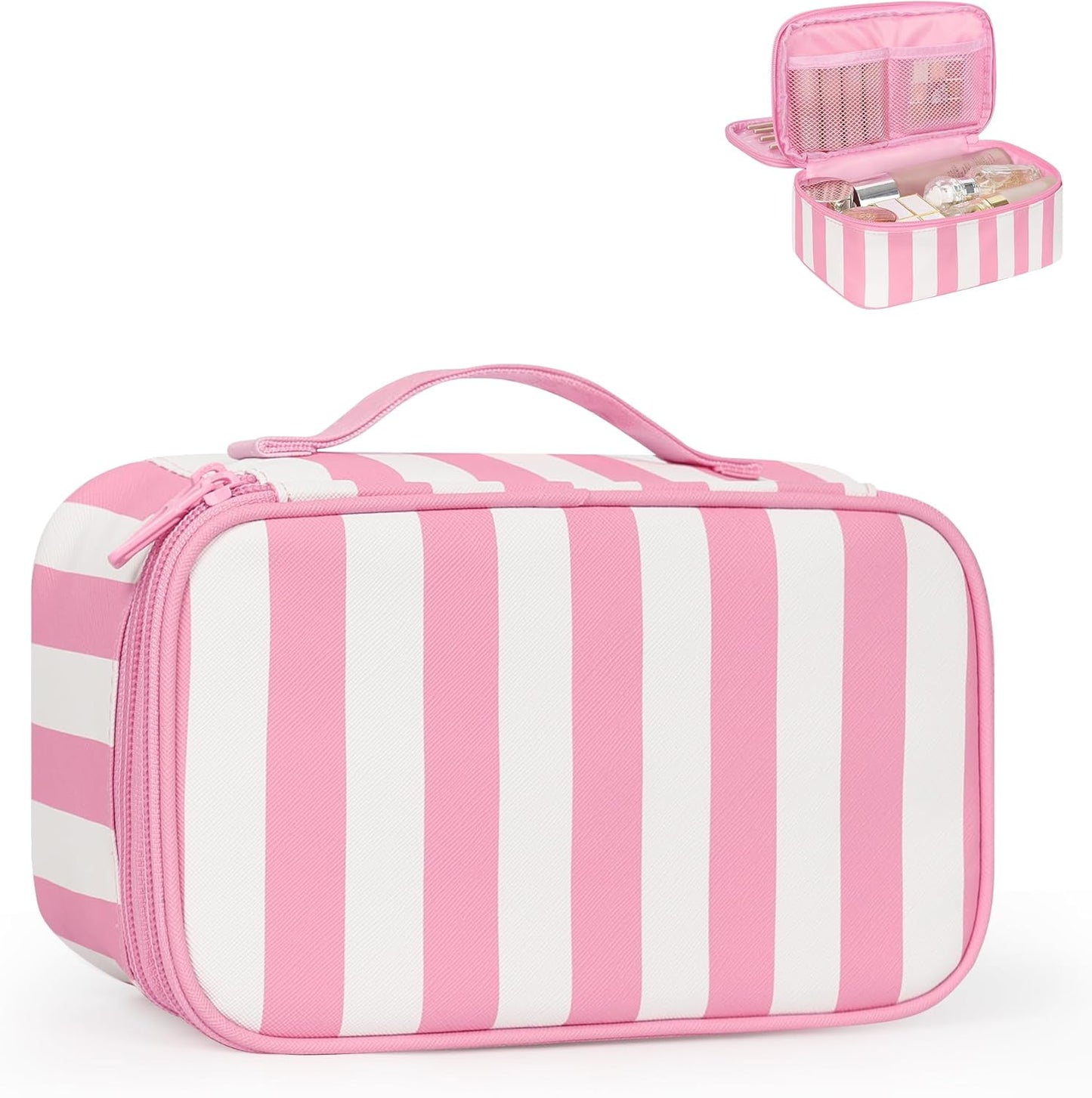 Small Makeup Bag for Women, Travel Cosmetic Bag, 2 Layers Waterproof Makeup Organizer Storage