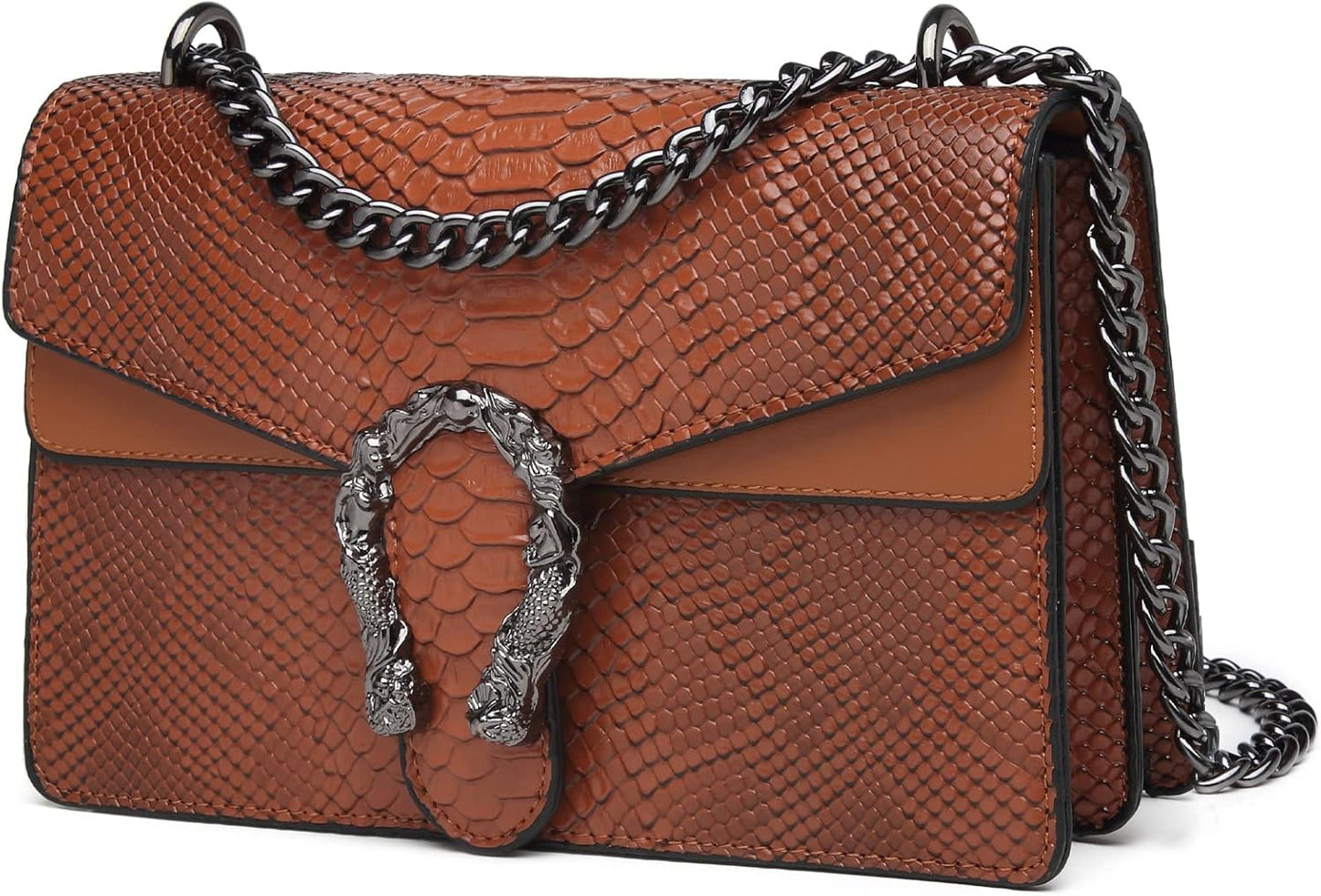 Crossbody Bags for Women - Snake Printed Clutch Purses Leather Chain Shoulder Bags Evening Handbags