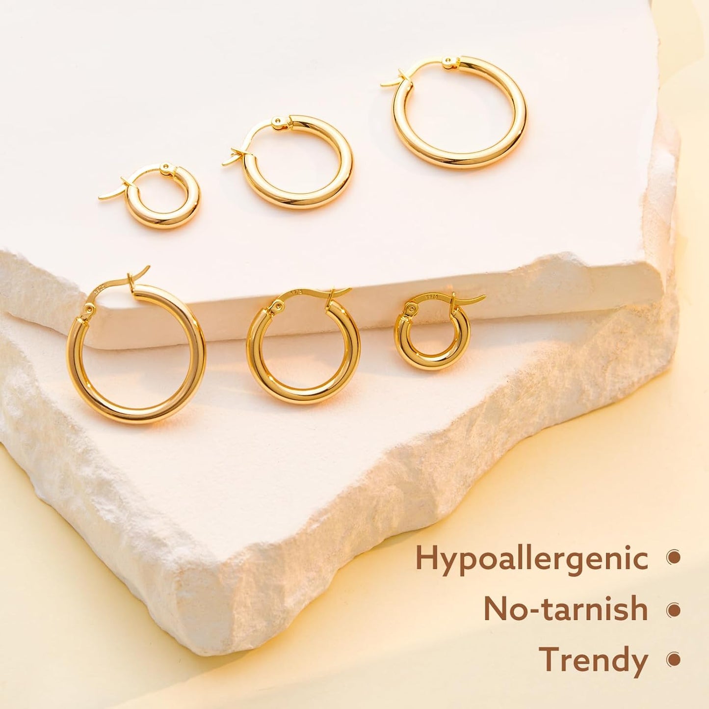 Small Sterling Silver Huggie Hoop Earrings Set for Women, 14K Gold Plated Hoops Stacks for Multiple Piercings