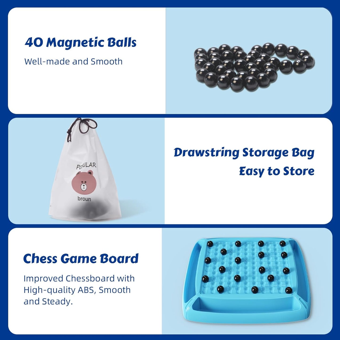 OMOMMD Magnet Game, Magnetic Game for Kids and Adults, Table Top Board Game for Kids 8-12, Magnet Chess Game 40Pcs for Family Games Night, 2-4 Players