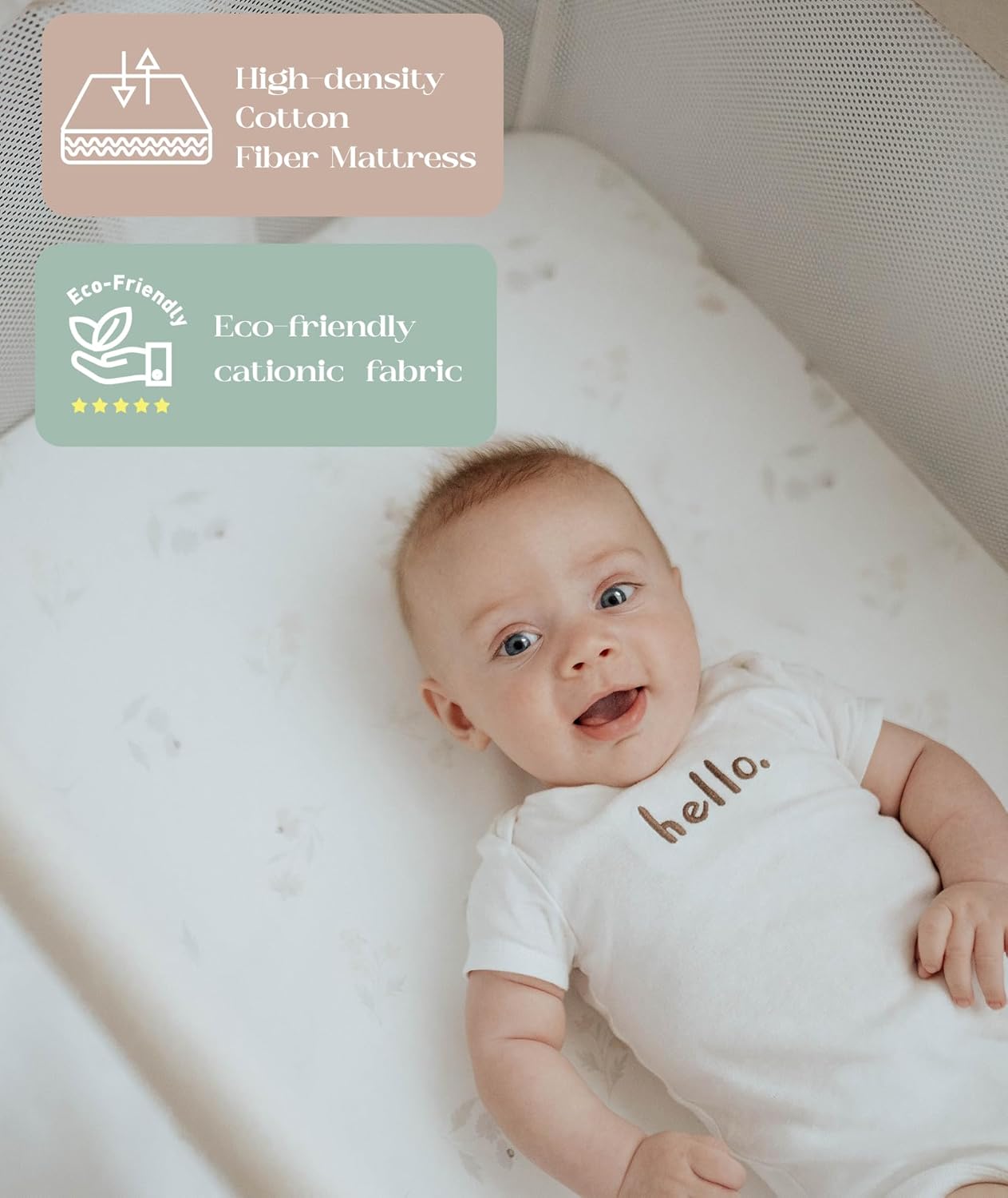 Bassinets Bedside Sleeper - All Mesh Bedside Bassinet with Wheels, Beige